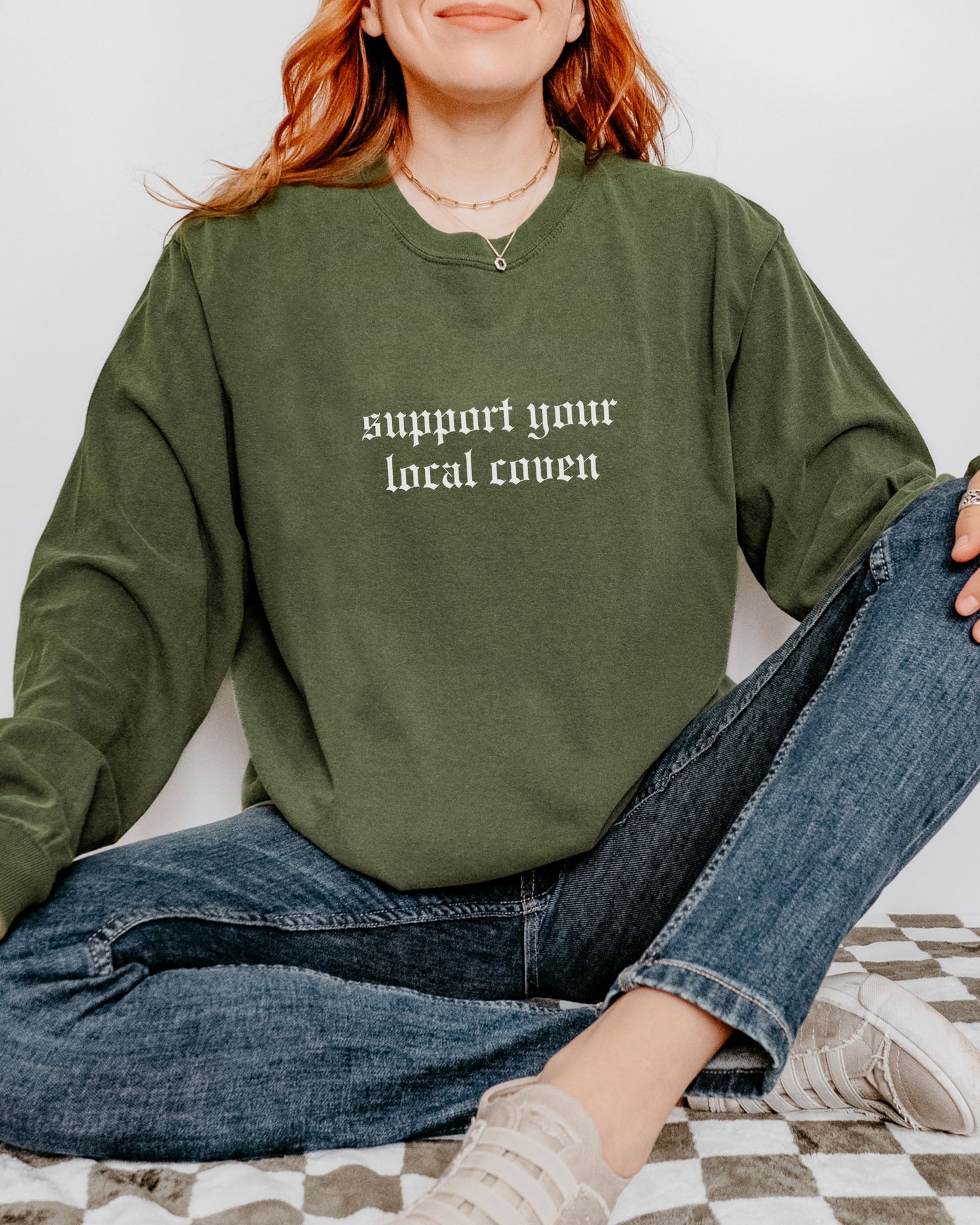 Support Your Local Coven Long Sleeve Shirt – Comfort Colors Gothic Witchy Tee