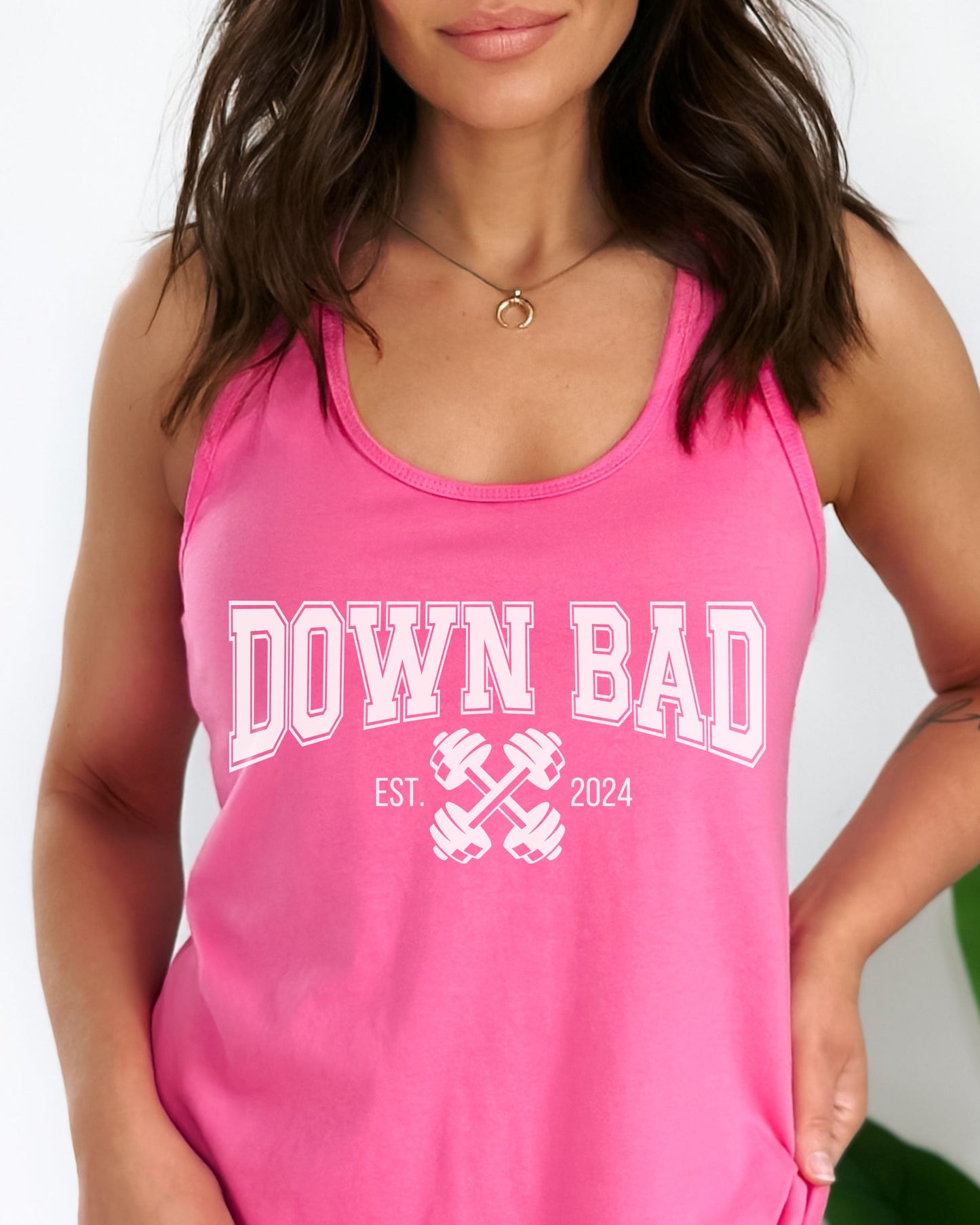 Down Bad Slim Fit Tank Top – Next Level Slim Fit Racerback Workout Graphic