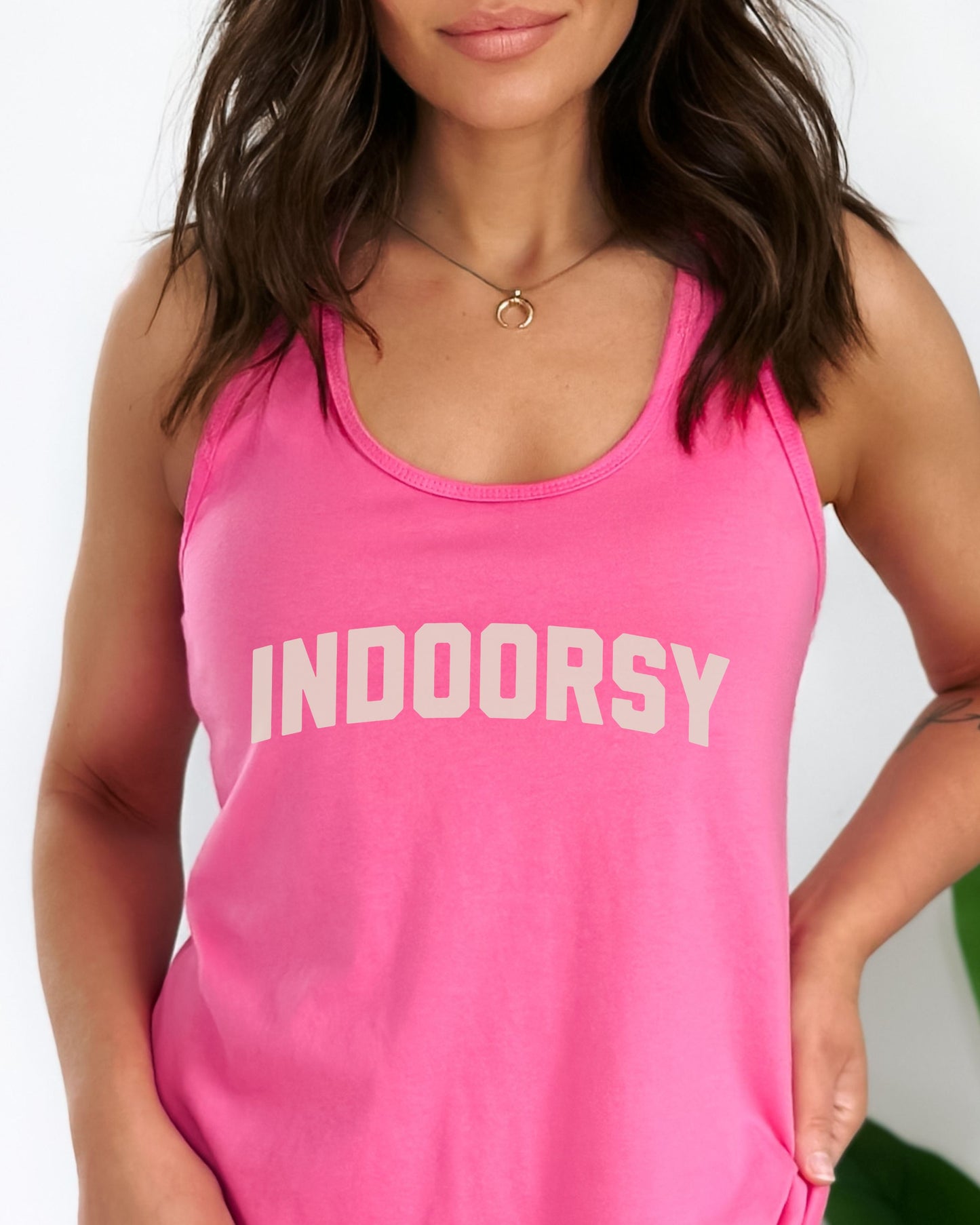Indoorsy Tank Top – Next Level Slim Fit Racerback Sarcastic Tee
