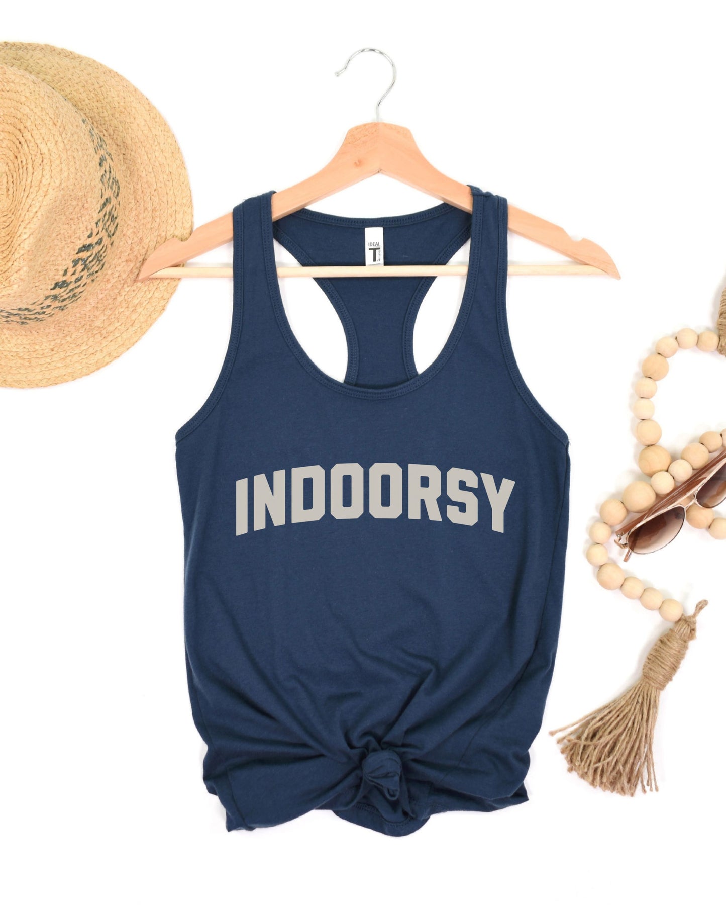 Indoorsy Tank Top – Next Level Slim Fit Racerback Sarcastic Tee