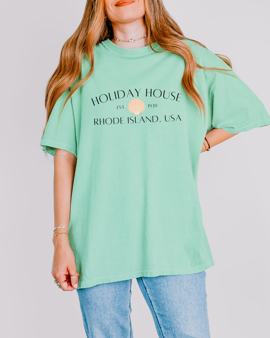 Holiday House RI T-Shirt – Comfort Colors Seashell Tee, Coastal Rhode Island USA Shirt