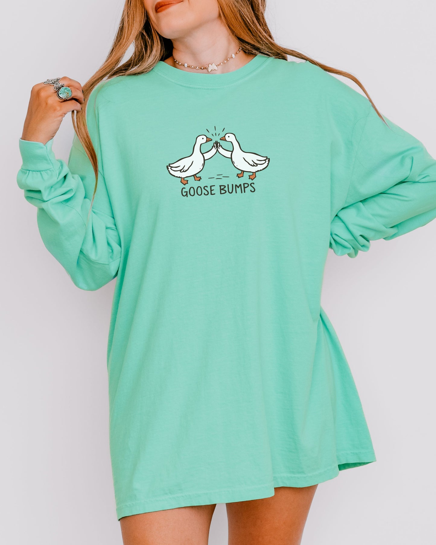 Goose Bumps Long Sleeve Shirt – Comfort Colors Funny Goose Wing Bump Tee