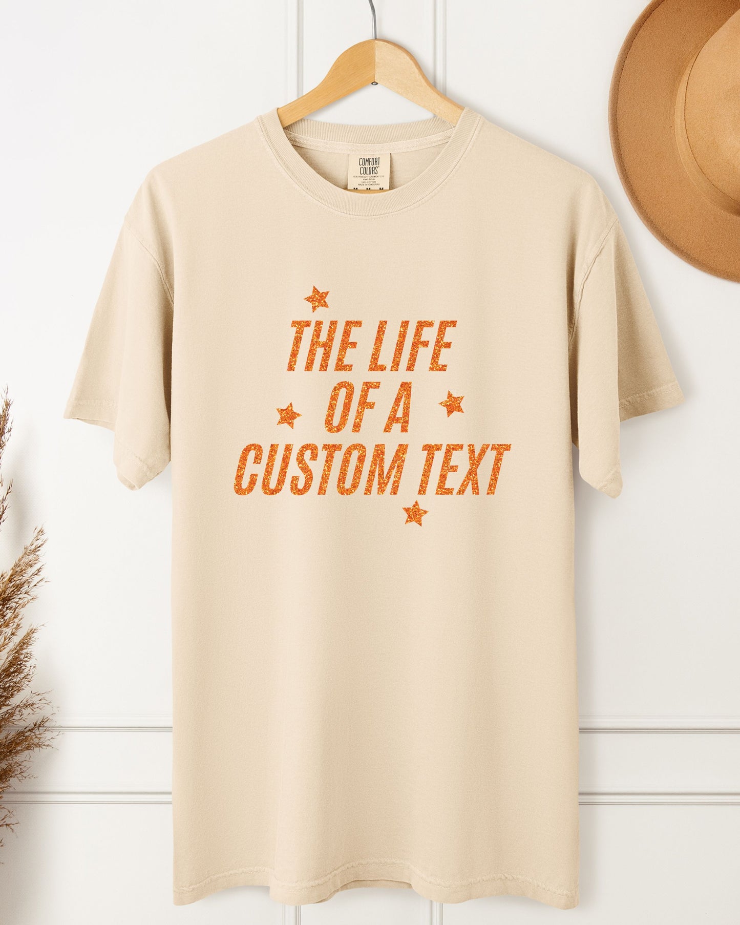 The Life Of A… Custom T-Shirt – Comfort Colors Glitter-Effect Personalized Tee