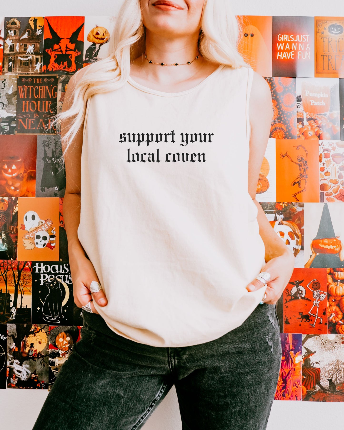 Support Your Local Coven Tank Top – Comfort Colors Gothic Witchy Tee