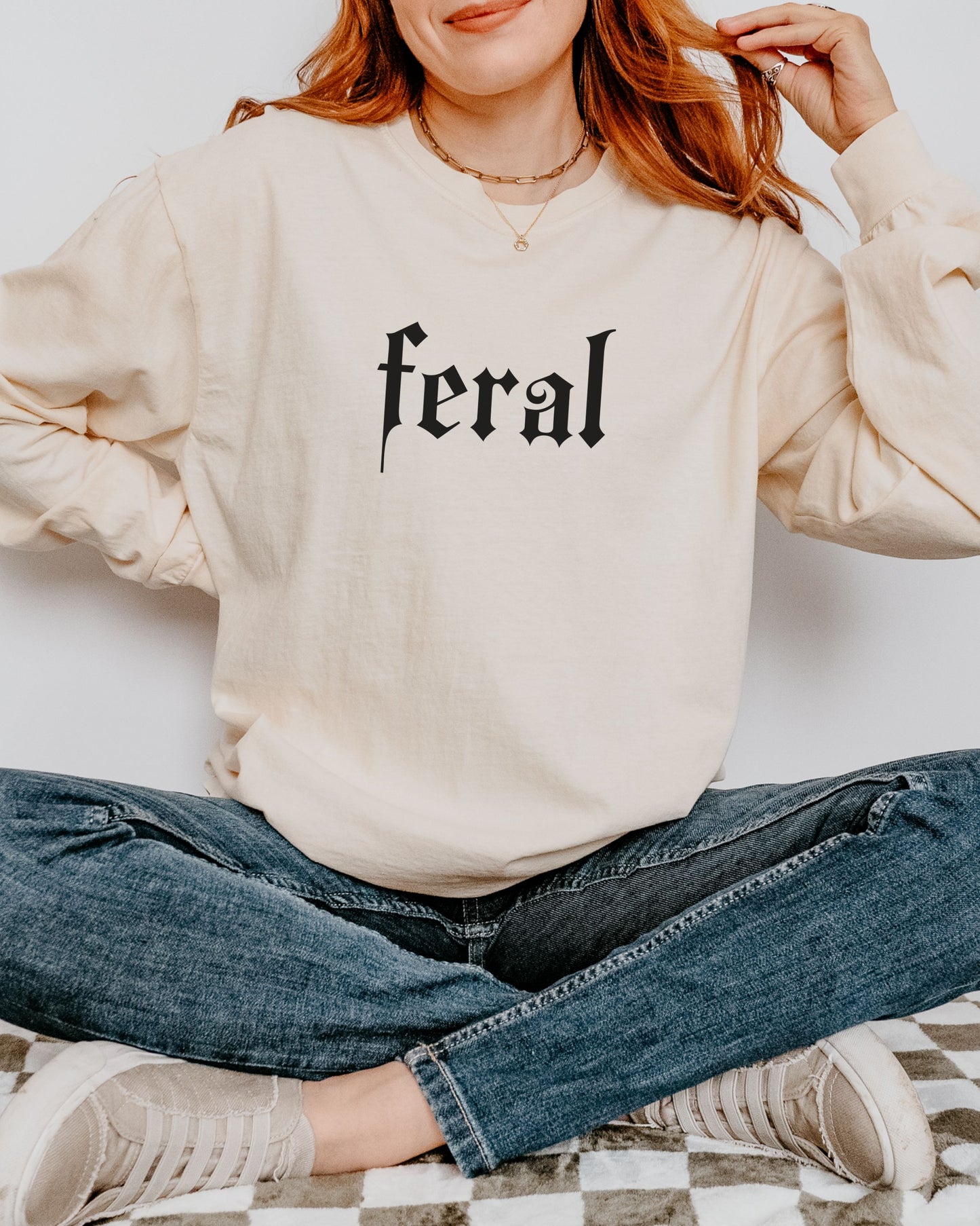 Feral Long Sleeve Shirt – Comfort Colors Gothic Print Tee
