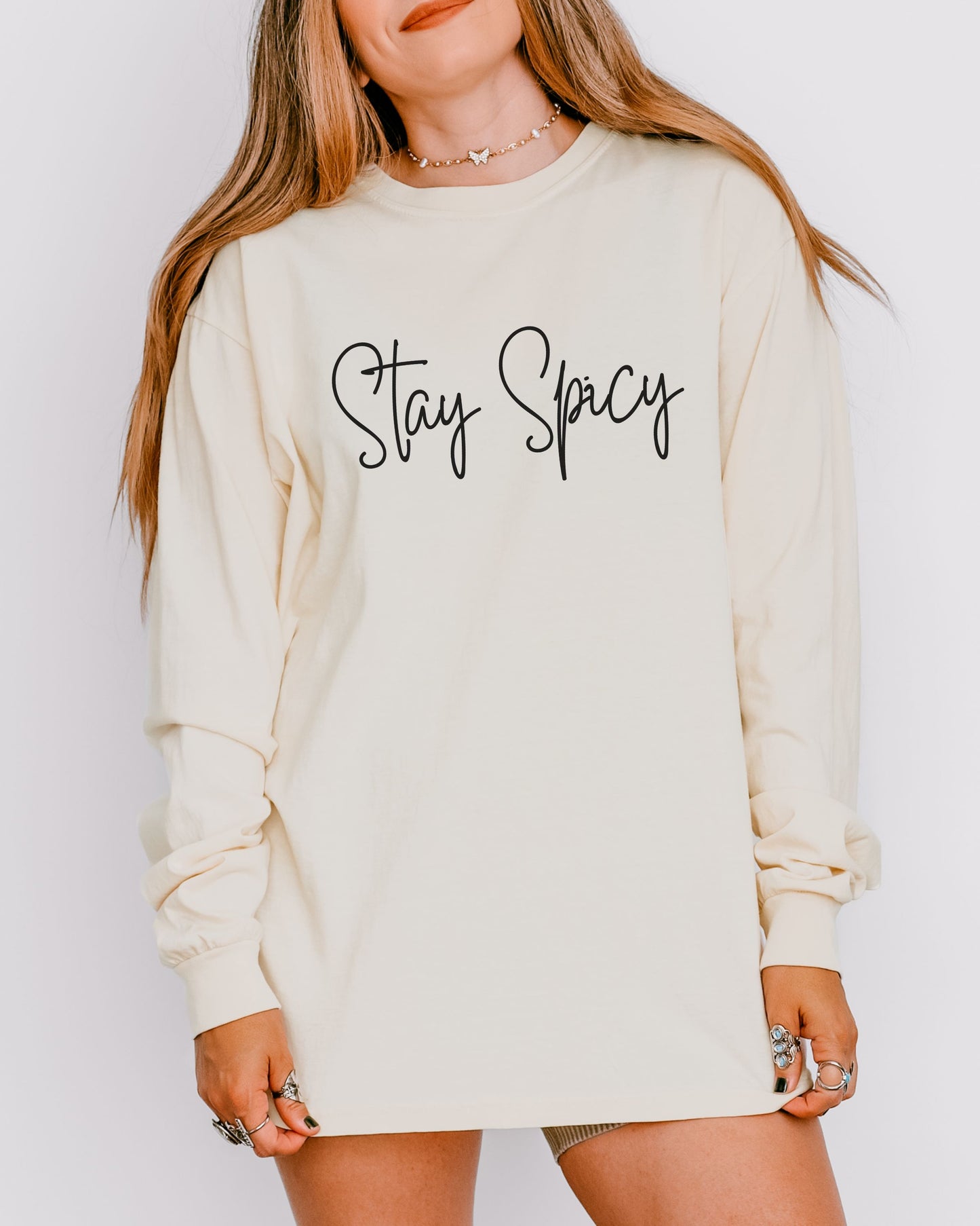 Stay Spicy Comfort Colors Long Sleeve Shirt – Sassy Graphic Tee with Bold Attitude
