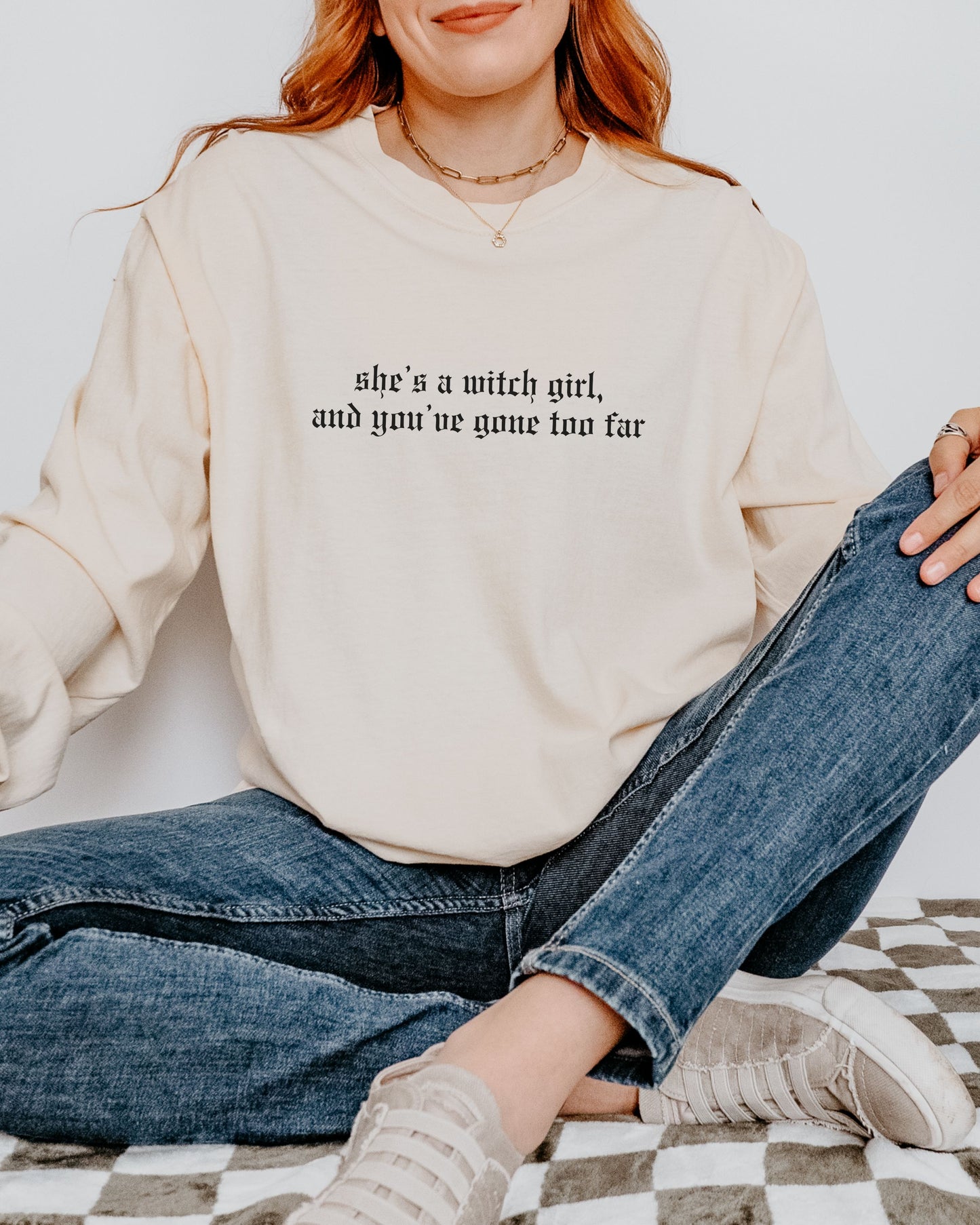 She’s a Witch Girl Long Sleeve Shirt – Comfort Colors Gothic Feminist Tee
