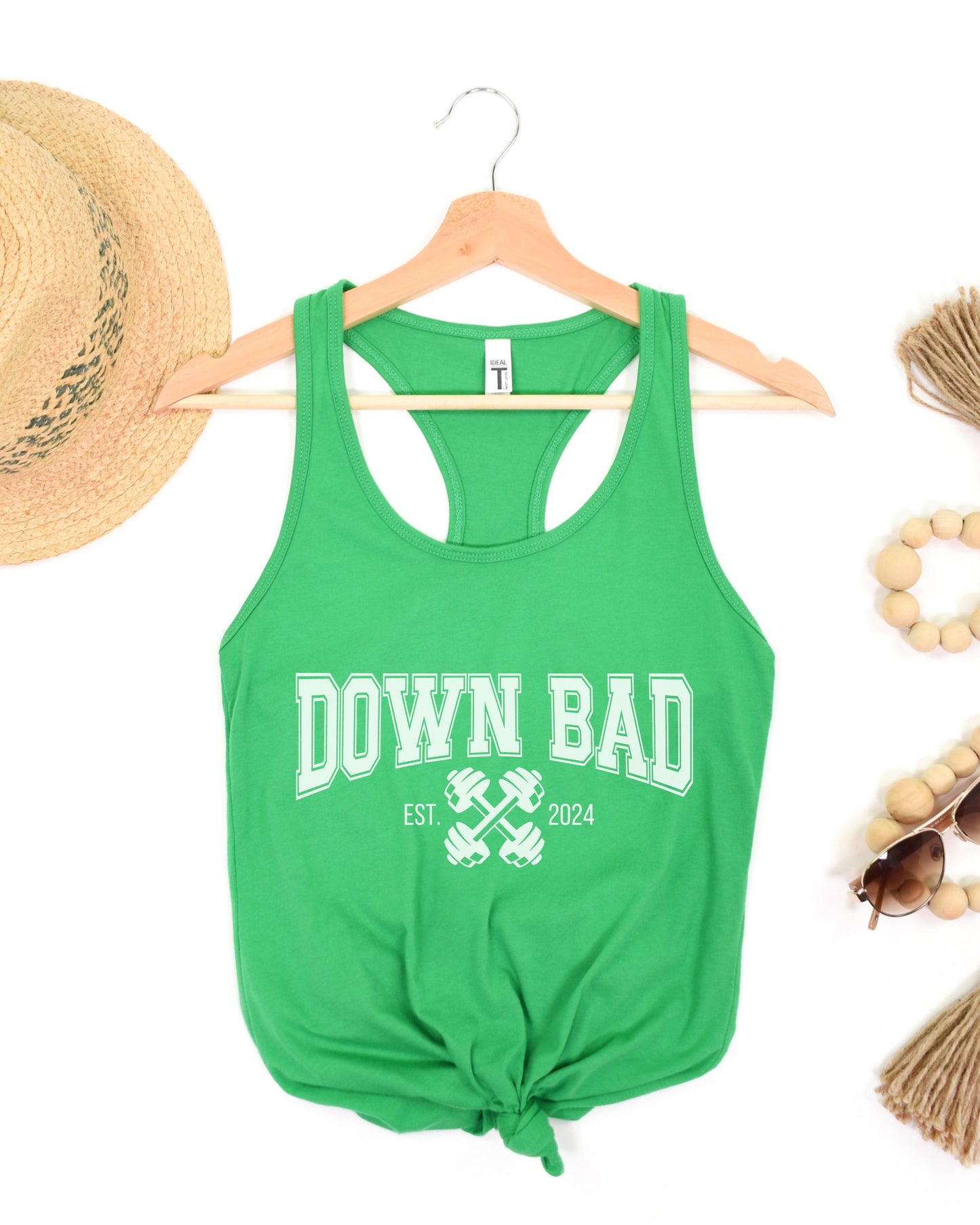 Down Bad Slim Fit Tank Top – Next Level Slim Fit Racerback Workout Graphic