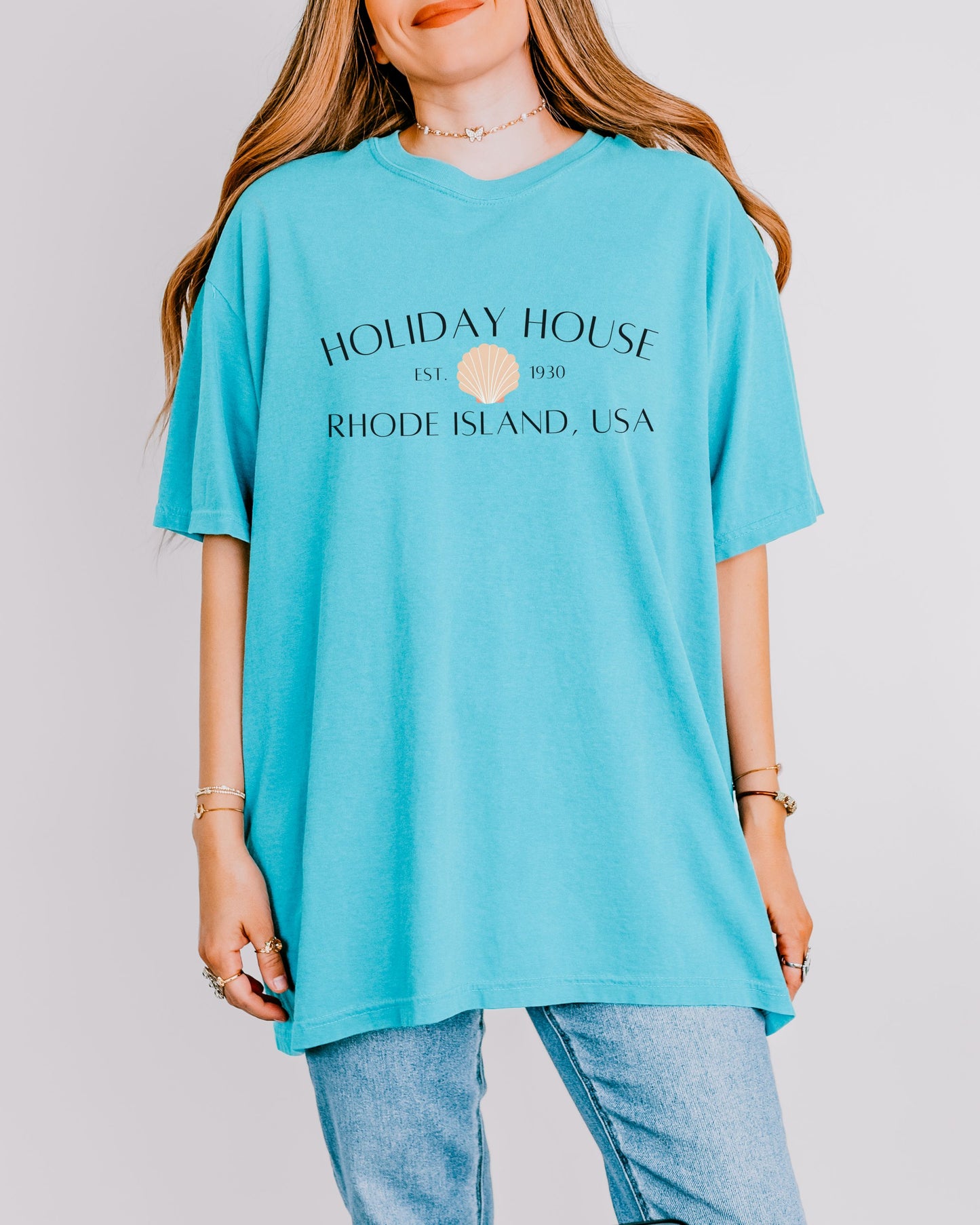 Holiday House RI T-Shirt – Comfort Colors Seashell Tee, Coastal Rhode Island USA Shirt