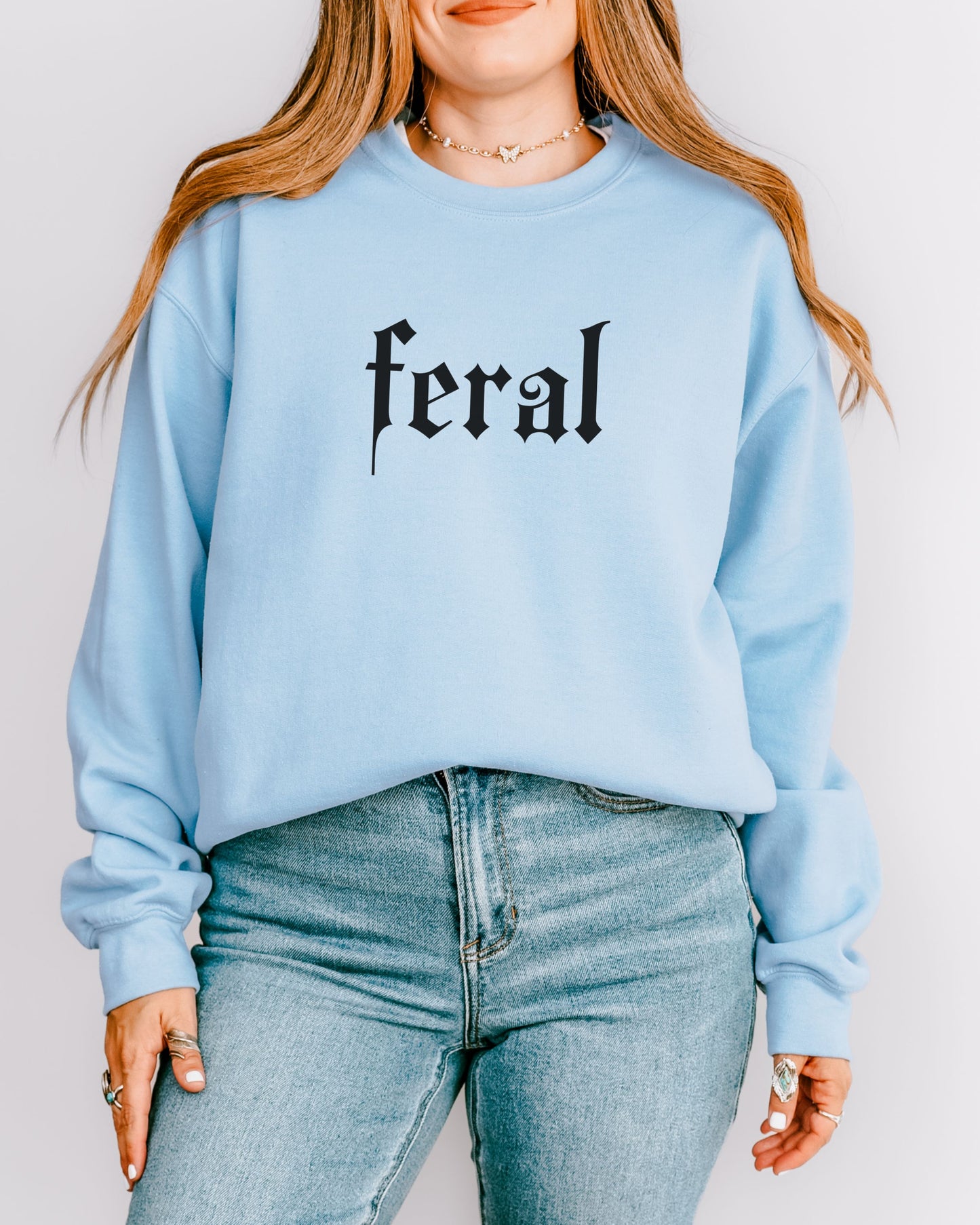 Feral Sweatshirt – Gildan Gothic Print Sarcastic Crewneck