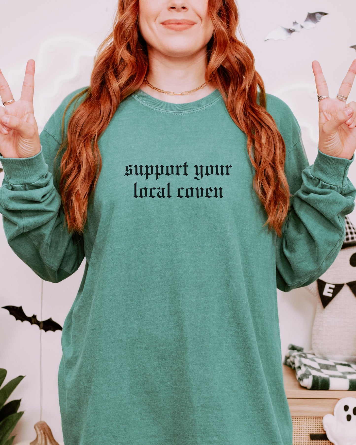 Support Your Local Coven Long Sleeve Shirt – Comfort Colors Gothic Witchy Tee