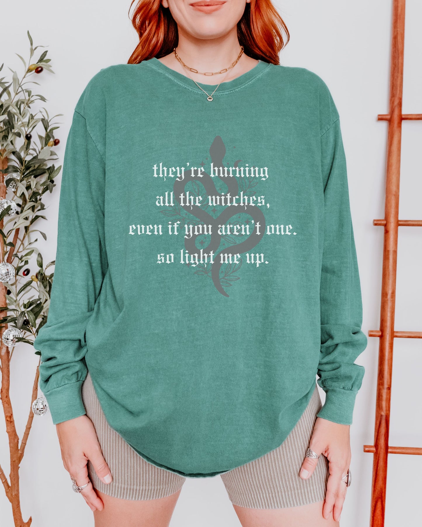 Witchy Vibes Long Sleeve Shirt – Comfort Colors Gothic Celestial Snake Tee