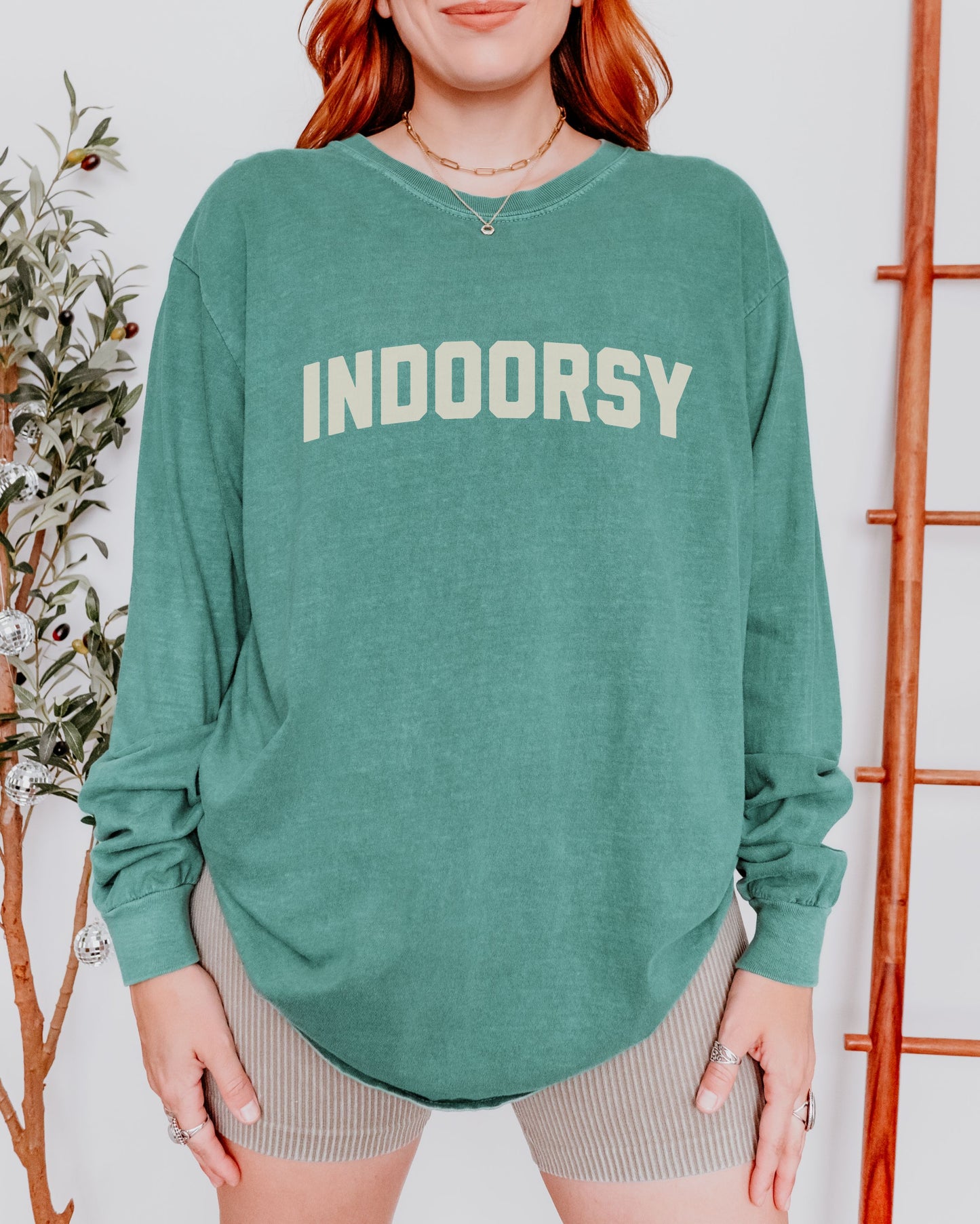 Indoorsy Long Sleeve Shirt – Comfort Colors Cozy Sarcastic Tee for Introverts and Homebodies