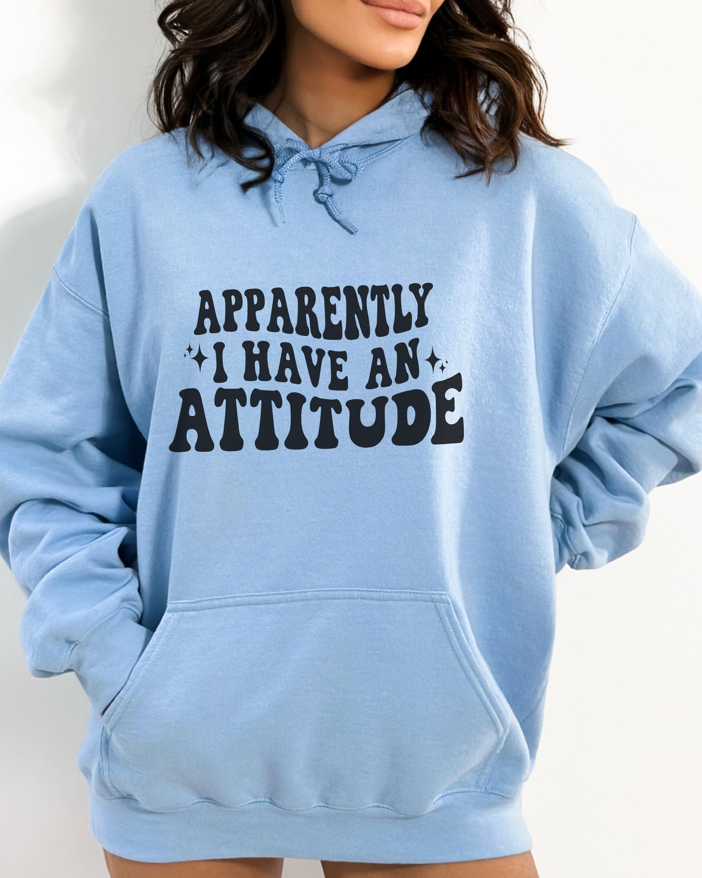woman wearing sarcastic graphic hoodie with attitude quote