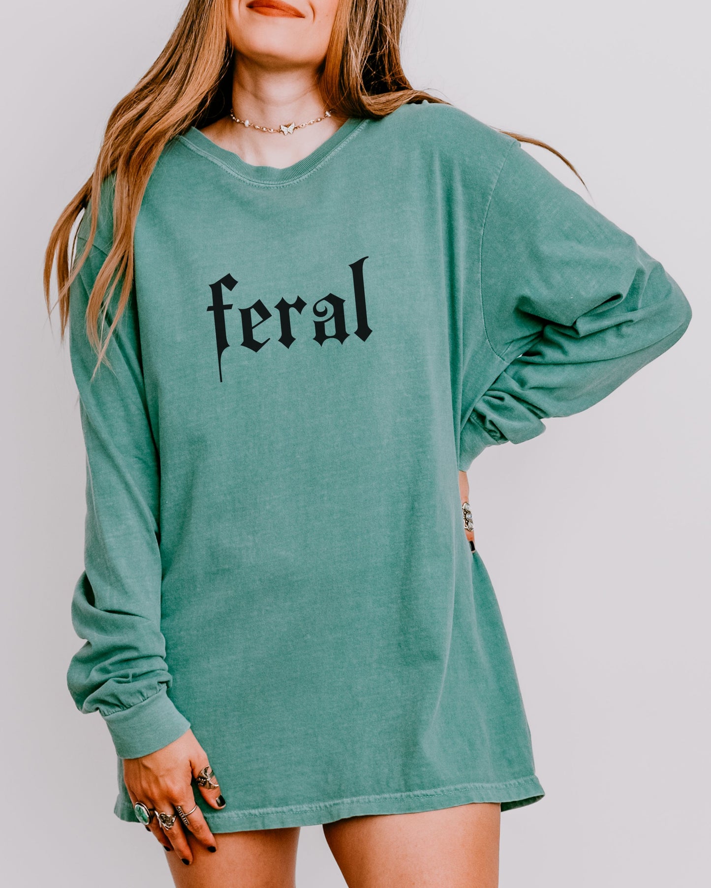 Feral Long Sleeve Shirt – Comfort Colors Gothic Print Tee