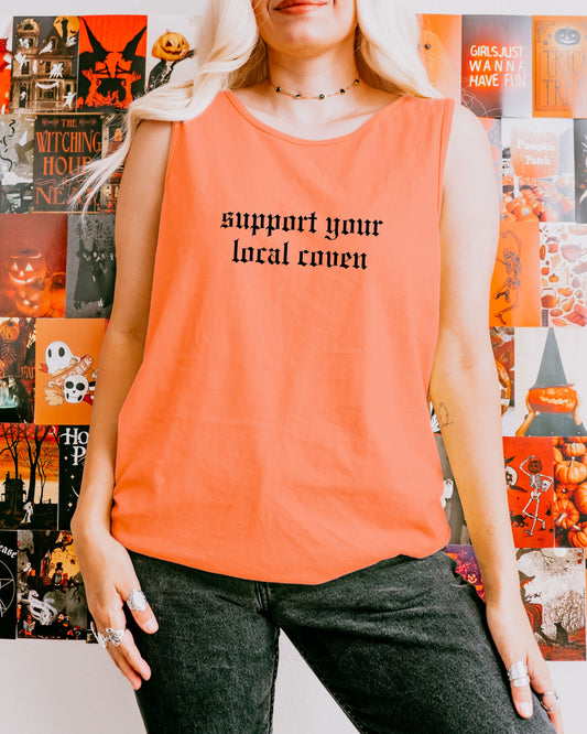 Support Your Local Coven Tank Top – Comfort Colors Gothic Witchy Tee