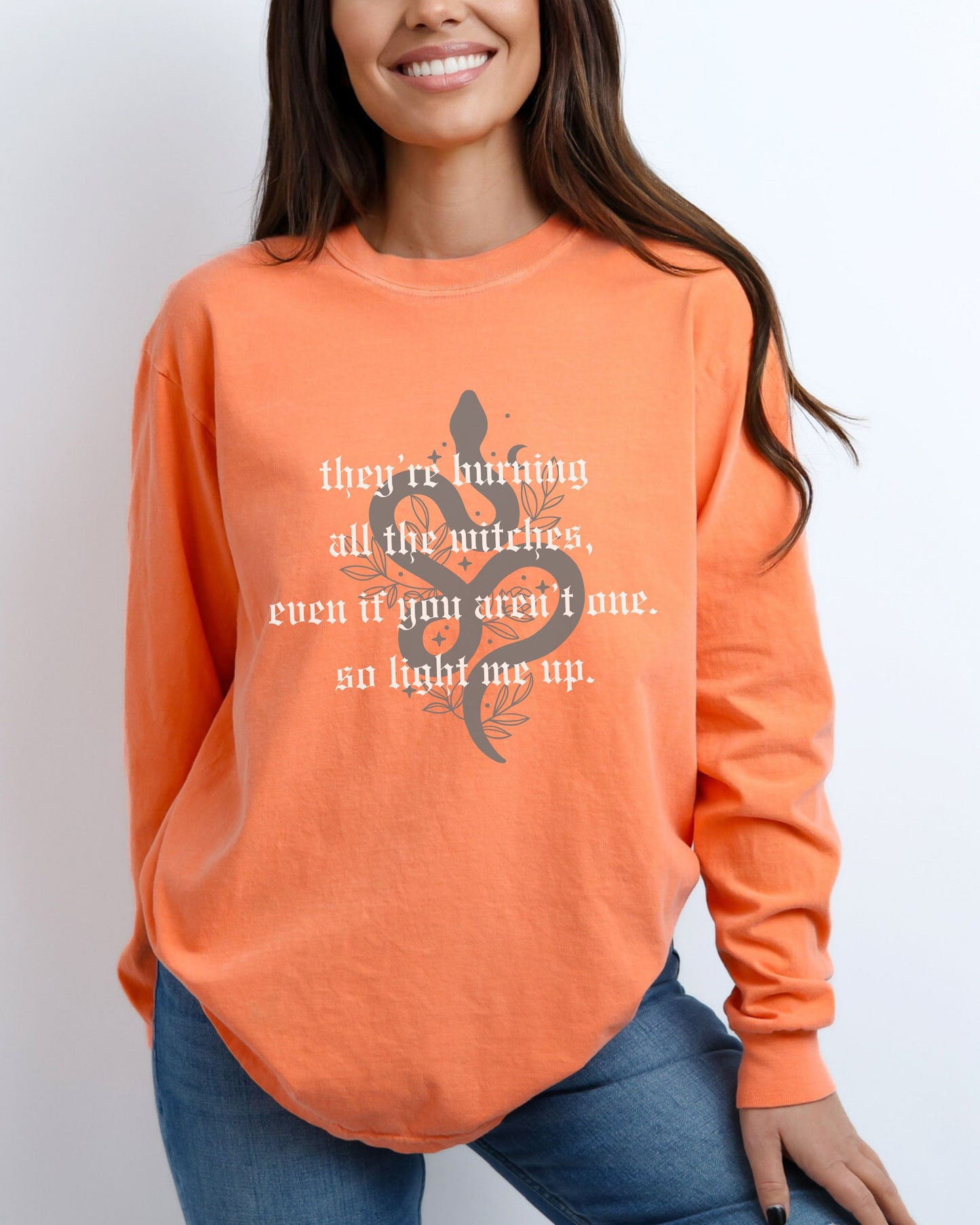 Witchy Vibes Long Sleeve Shirt – Comfort Colors Gothic Celestial Snake Tee