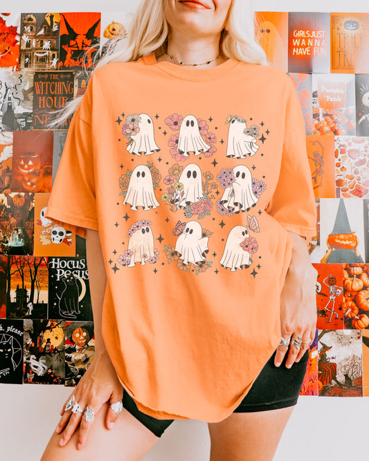 Ghosts & Flowers Distressed T-Shirt – Comfort Colors Cottage core Graphic Tee