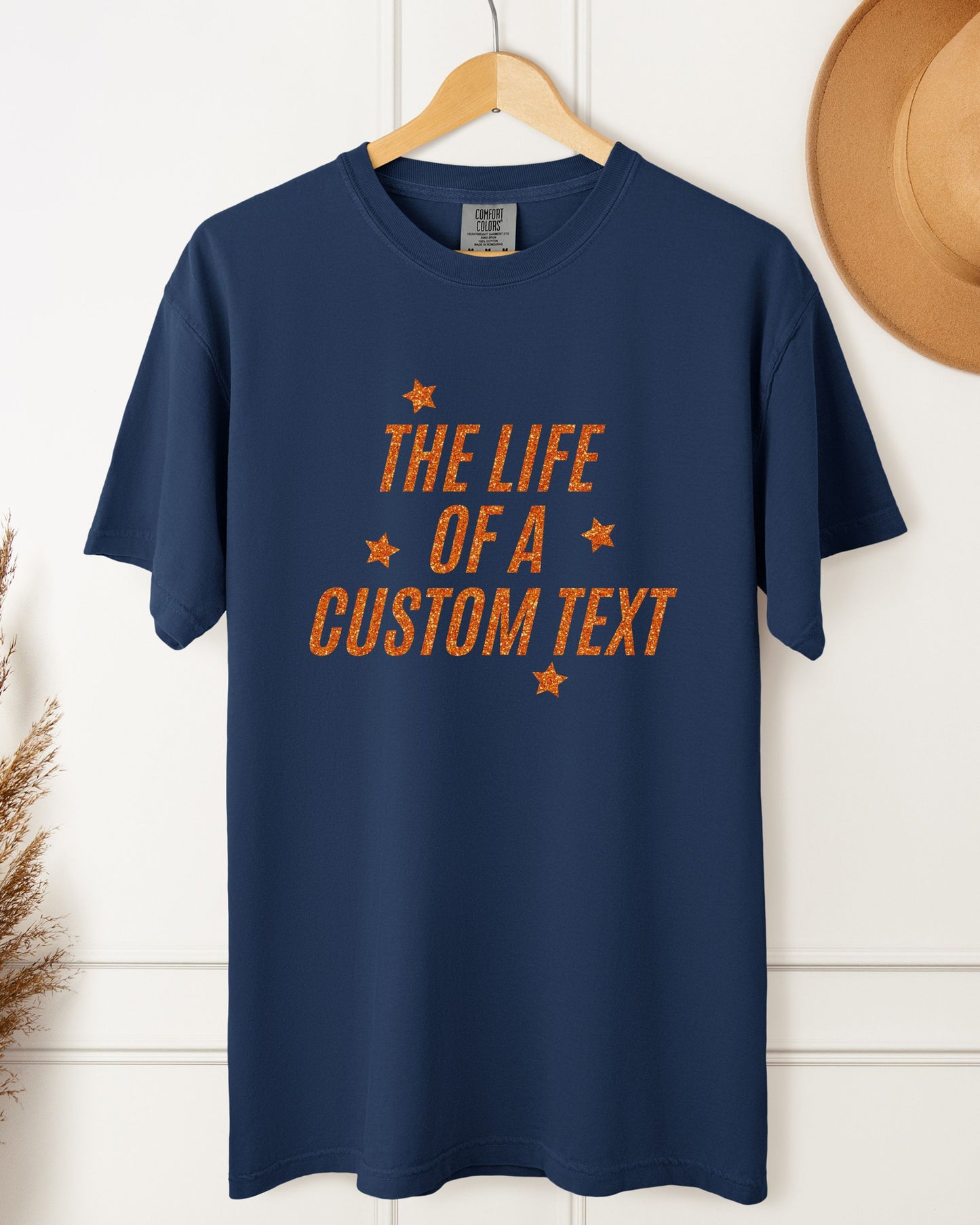 The Life Of A… Custom T-Shirt – Comfort Colors Glitter-Effect Personalized Tee