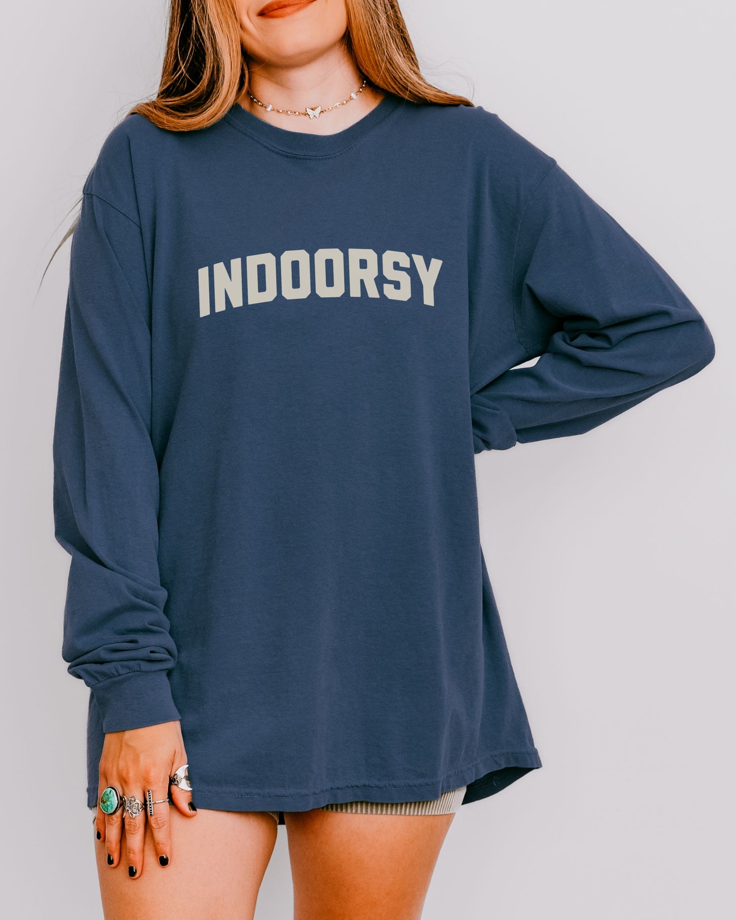 Indoorsy Long Sleeve Shirt – Comfort Colors Cozy Sarcastic Tee for Introverts and Homebodies