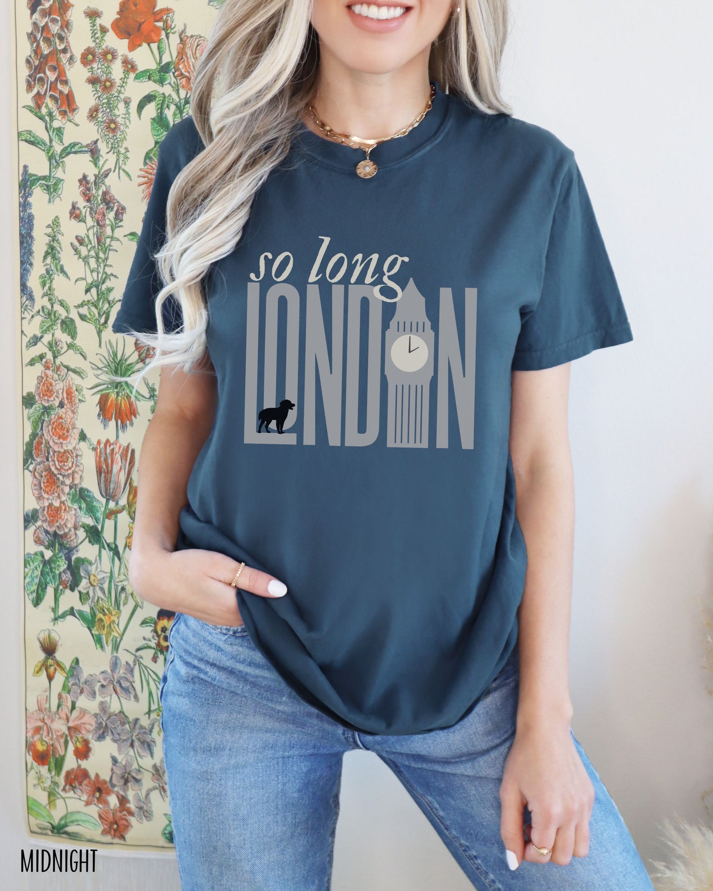 So Long London T-Shirt – Comfort Colors Tee with The Black Dog & Clock Tower
