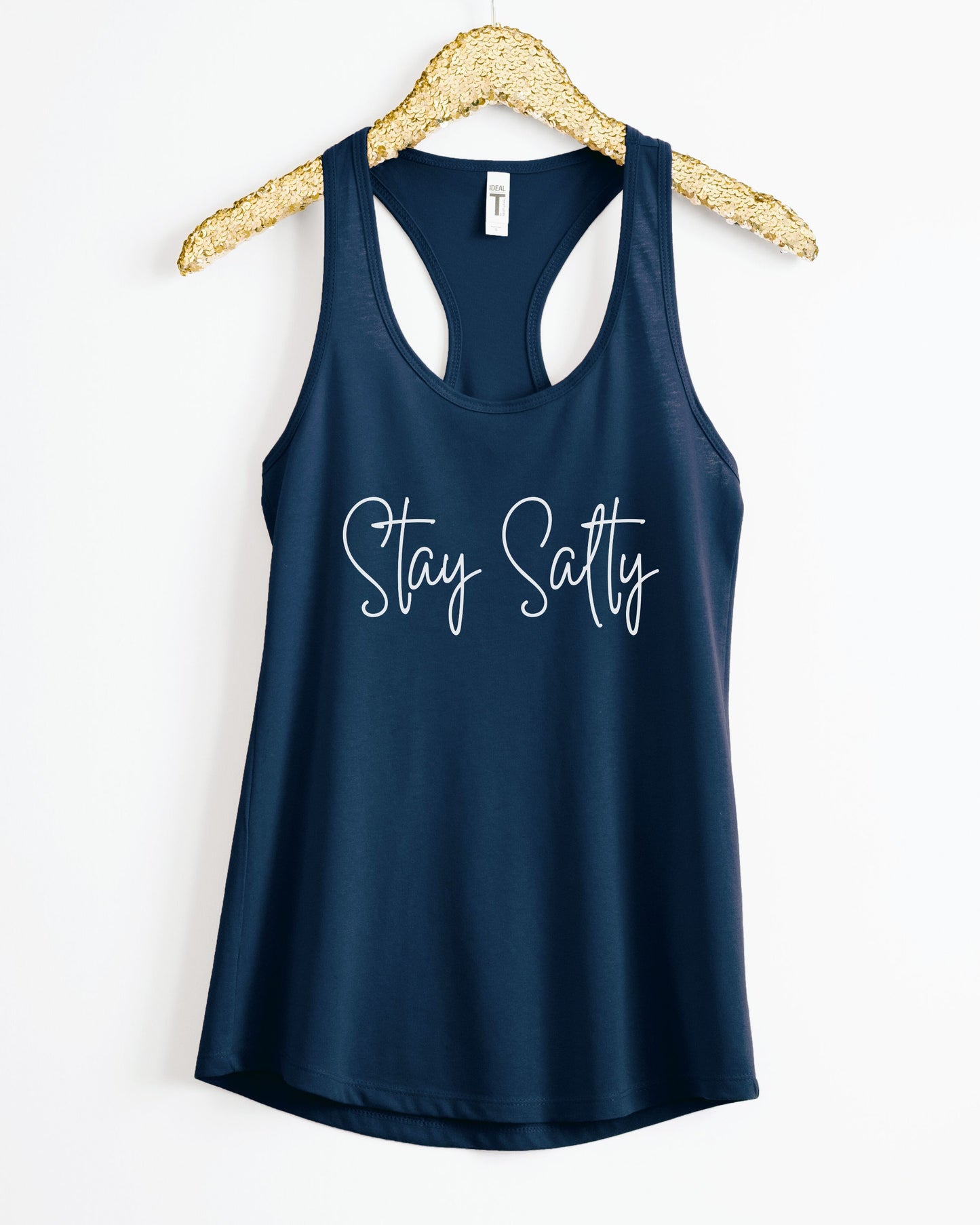 Stay Salty Slim Fit Racerback Tank – Graphic Beach & Workout Top