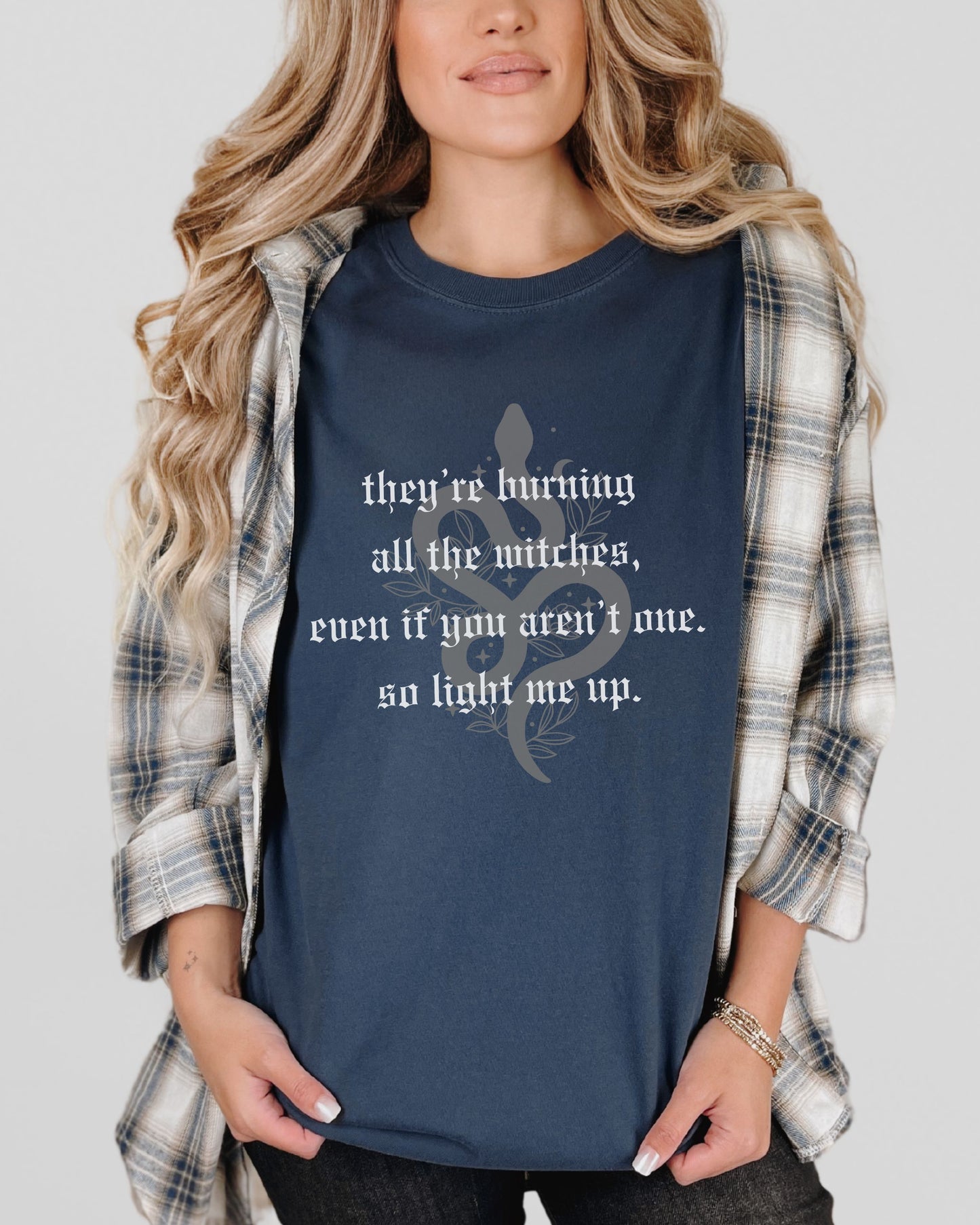 Witchy Vibes T-Shirt – Comfort Colors Witches Burn Gothic Celestial Snake Graphic Tee