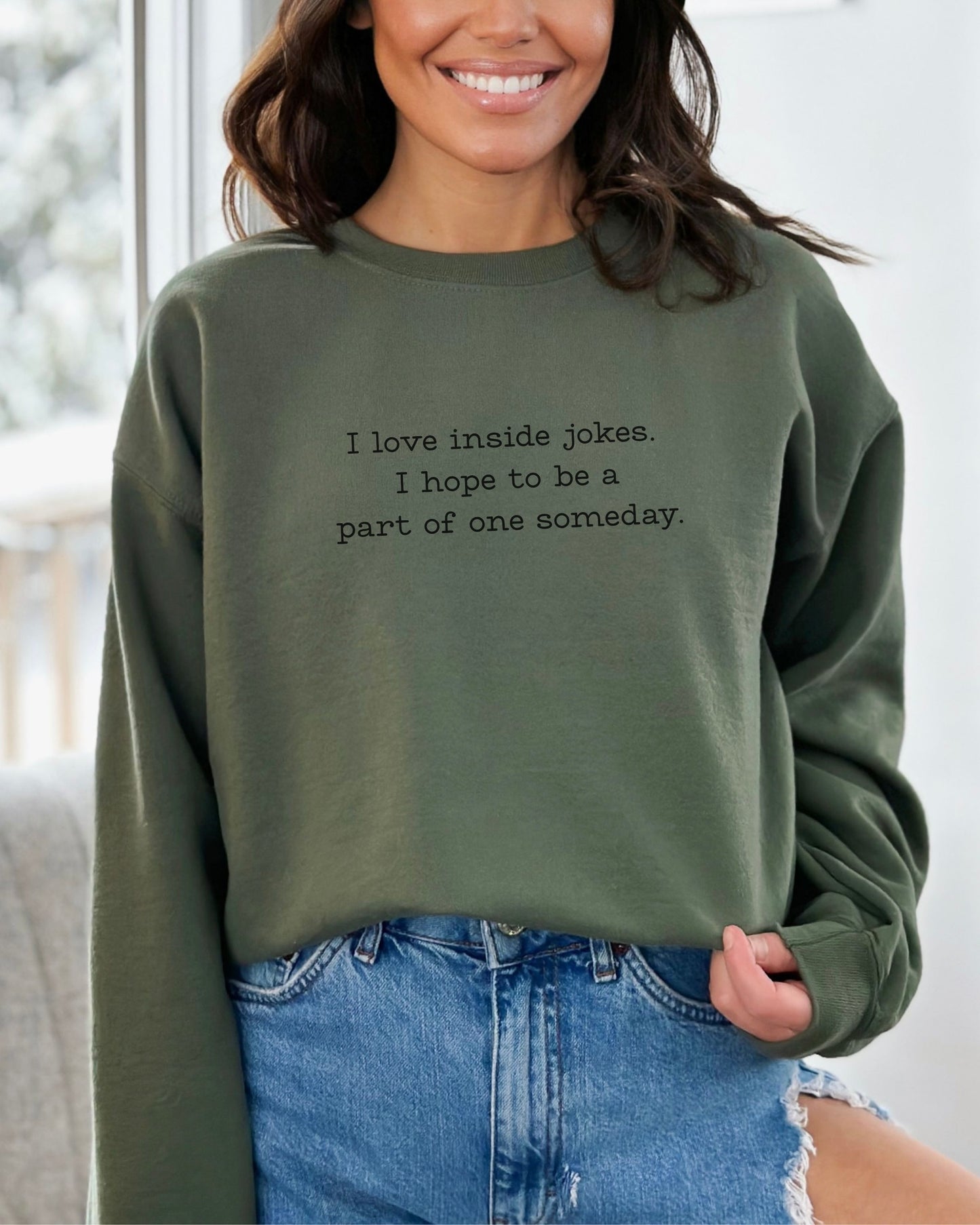 I Love Inside Jokes Sweatshirt – Gildan Office Humor Graphic Crewneck