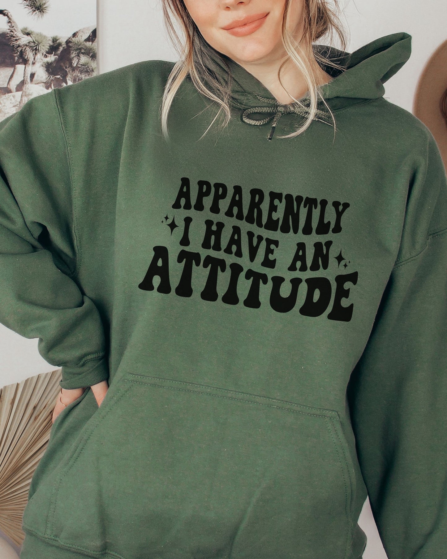 woman wearing sarcastic graphic hoodie with attitude quote