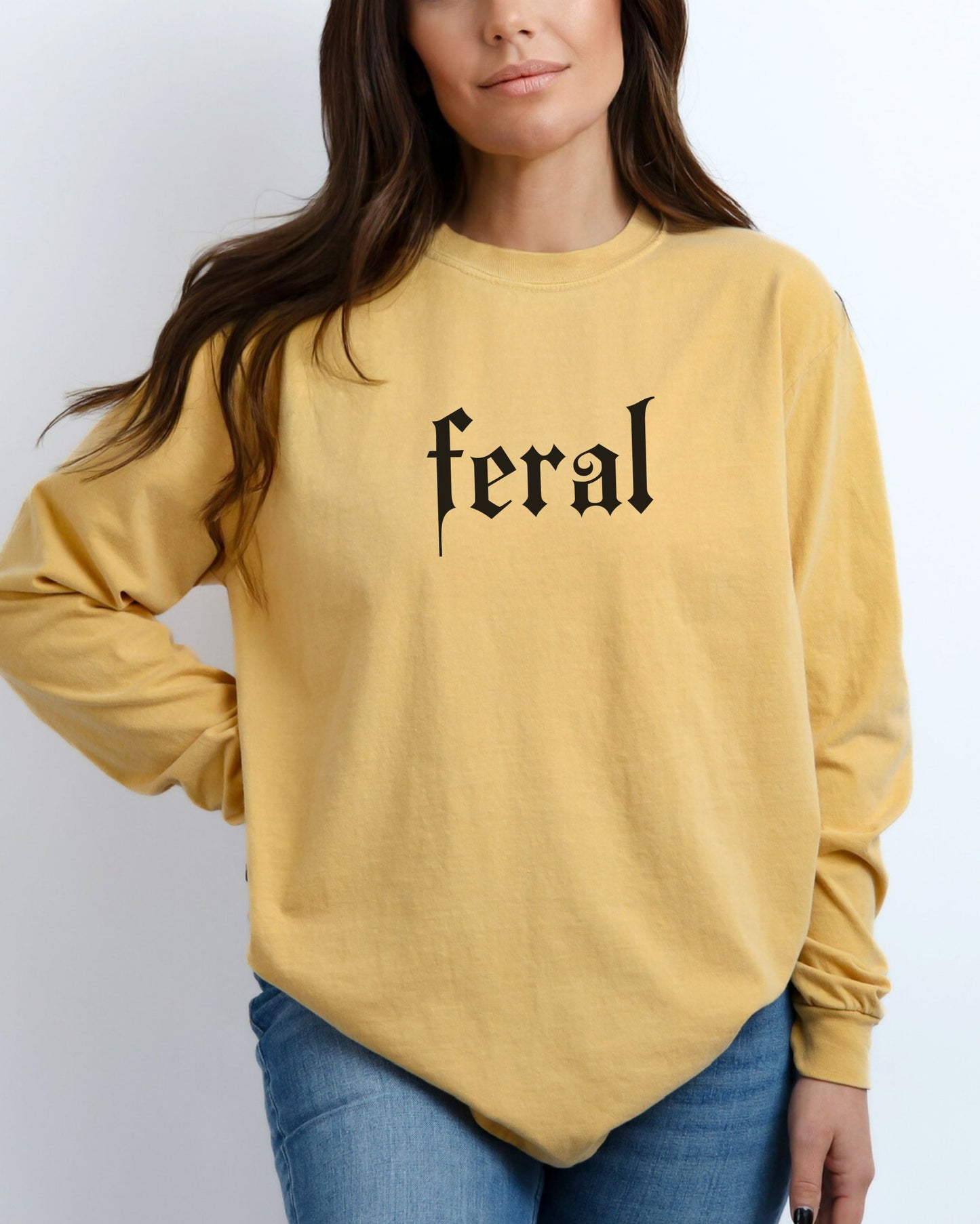 Feral Long Sleeve Shirt – Comfort Colors Gothic Print Tee