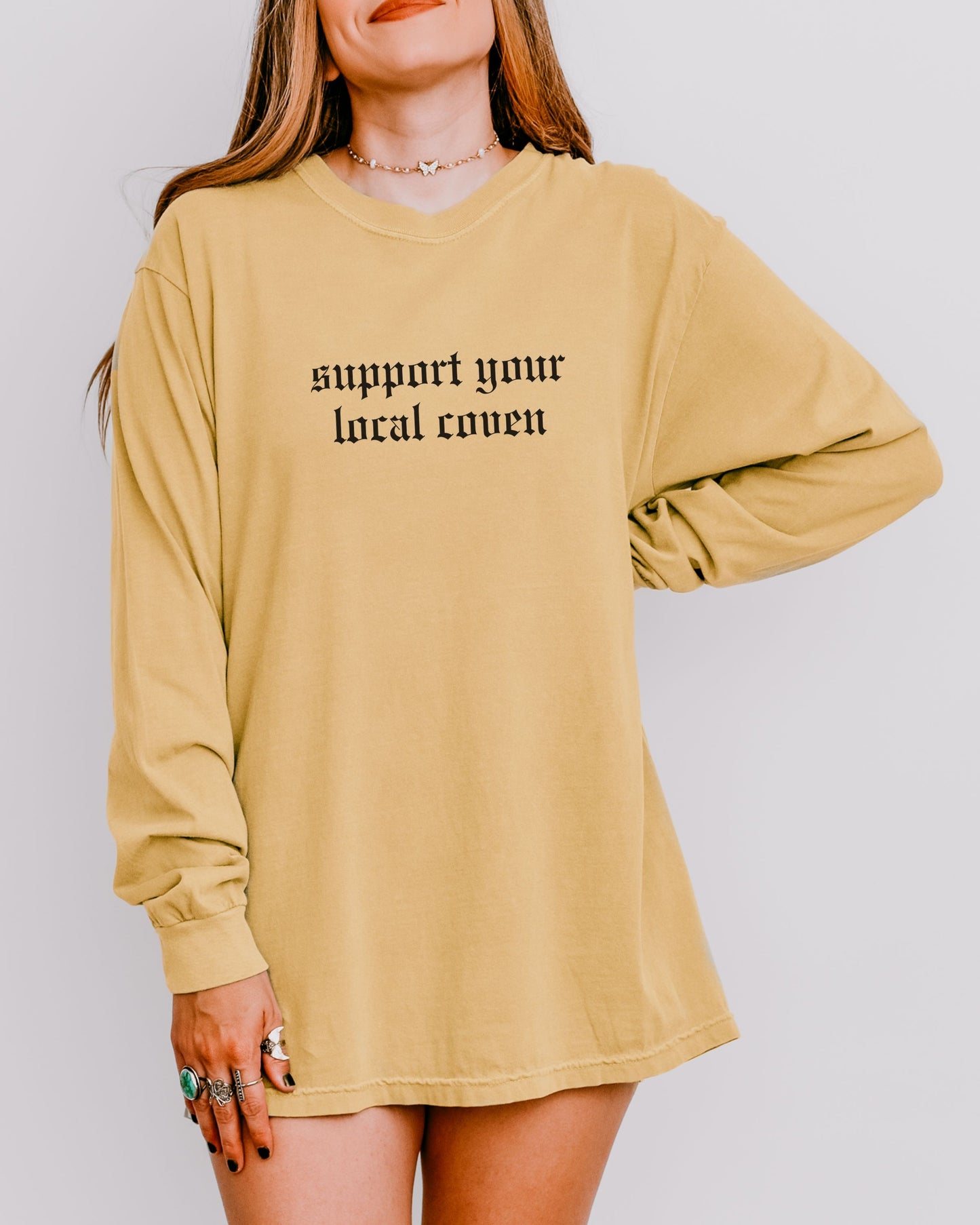 Support Your Local Coven Long Sleeve Shirt – Comfort Colors Gothic Witchy Tee