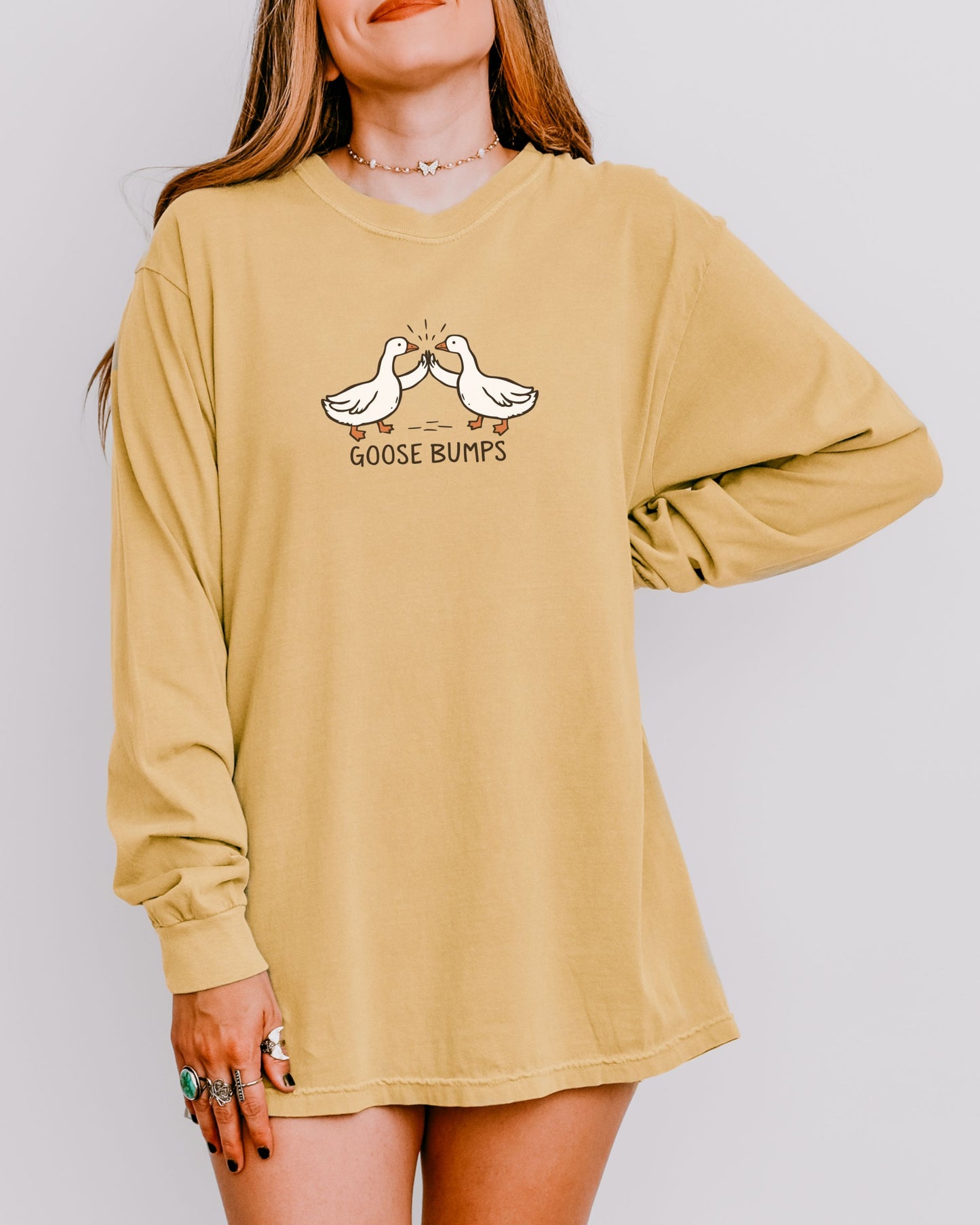 Goose Bumps Long Sleeve Shirt – Comfort Colors Funny Goose Wing Bump Tee