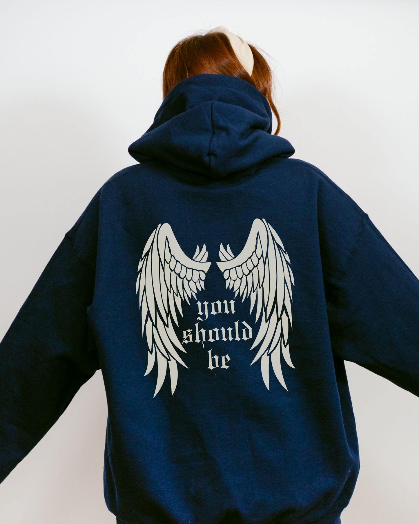 woman wearing who’s afraid of little old me hoodie, relaxed oversized fit