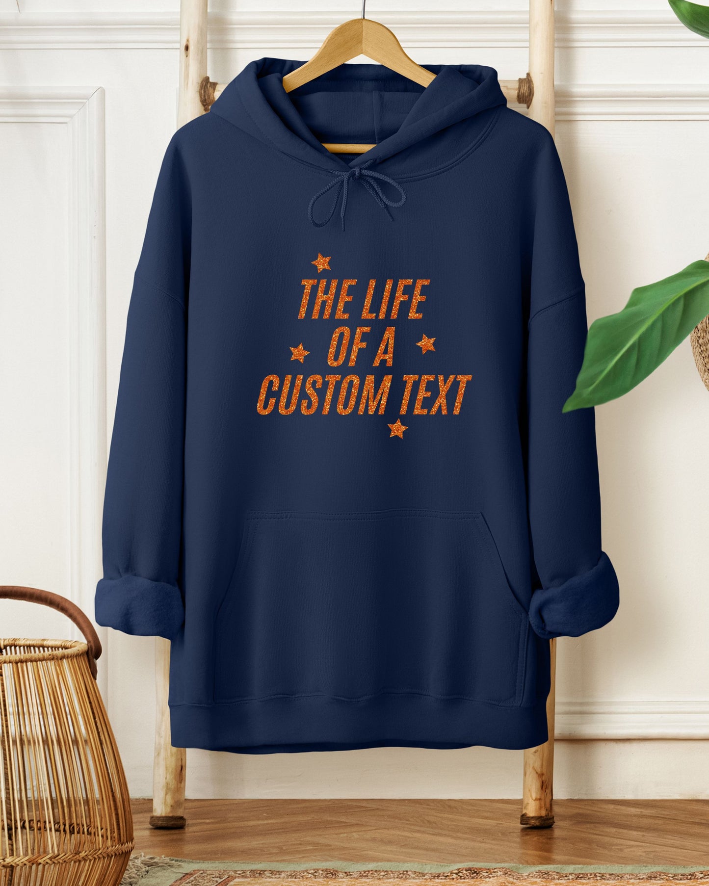 The Life Of A… Custom Hoodie – Gildan Glitter-Effect Printed Personalized Pullover