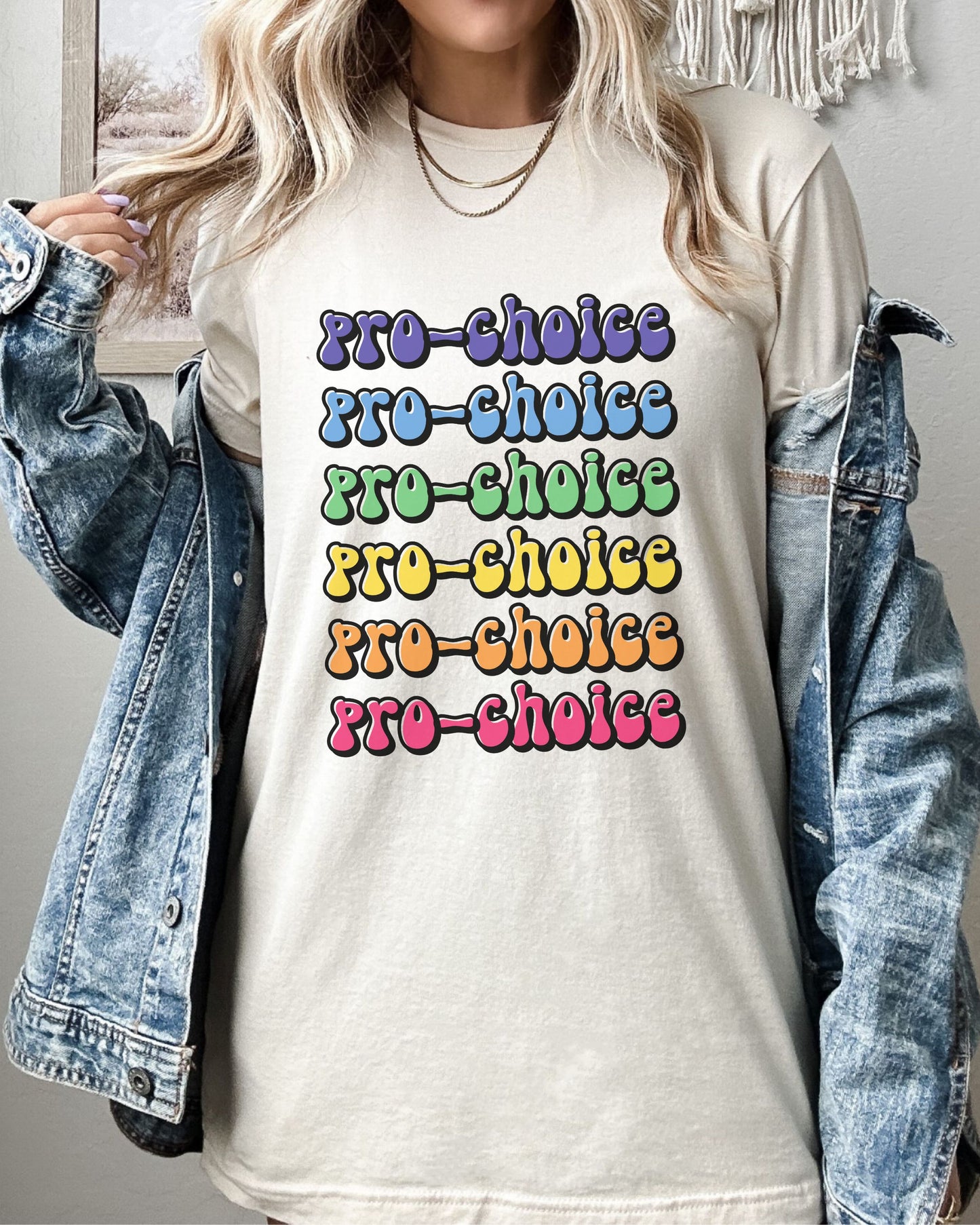 Pro-Choice T-Shirt – Bella + Canvas Retro Rainbow Graphic Tee
