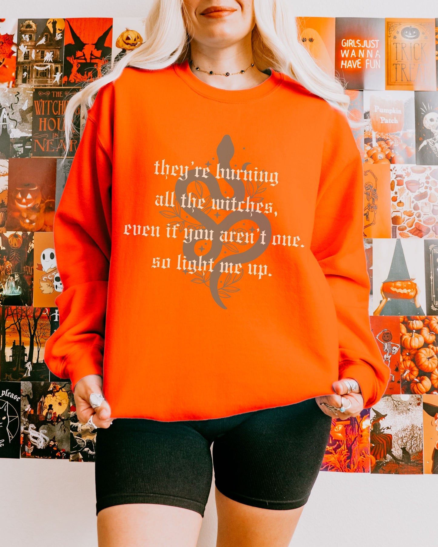 Witchy Vibes Crewneck Sweatshirt - Gildan Gothic Celestial Snake Crewneck