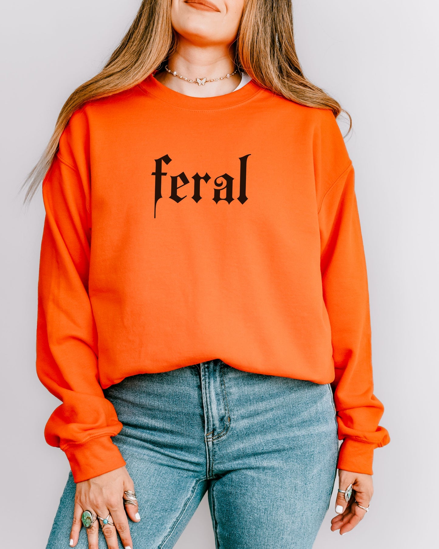 Feral Sweatshirt – Gildan Gothic Print Sarcastic Crewneck