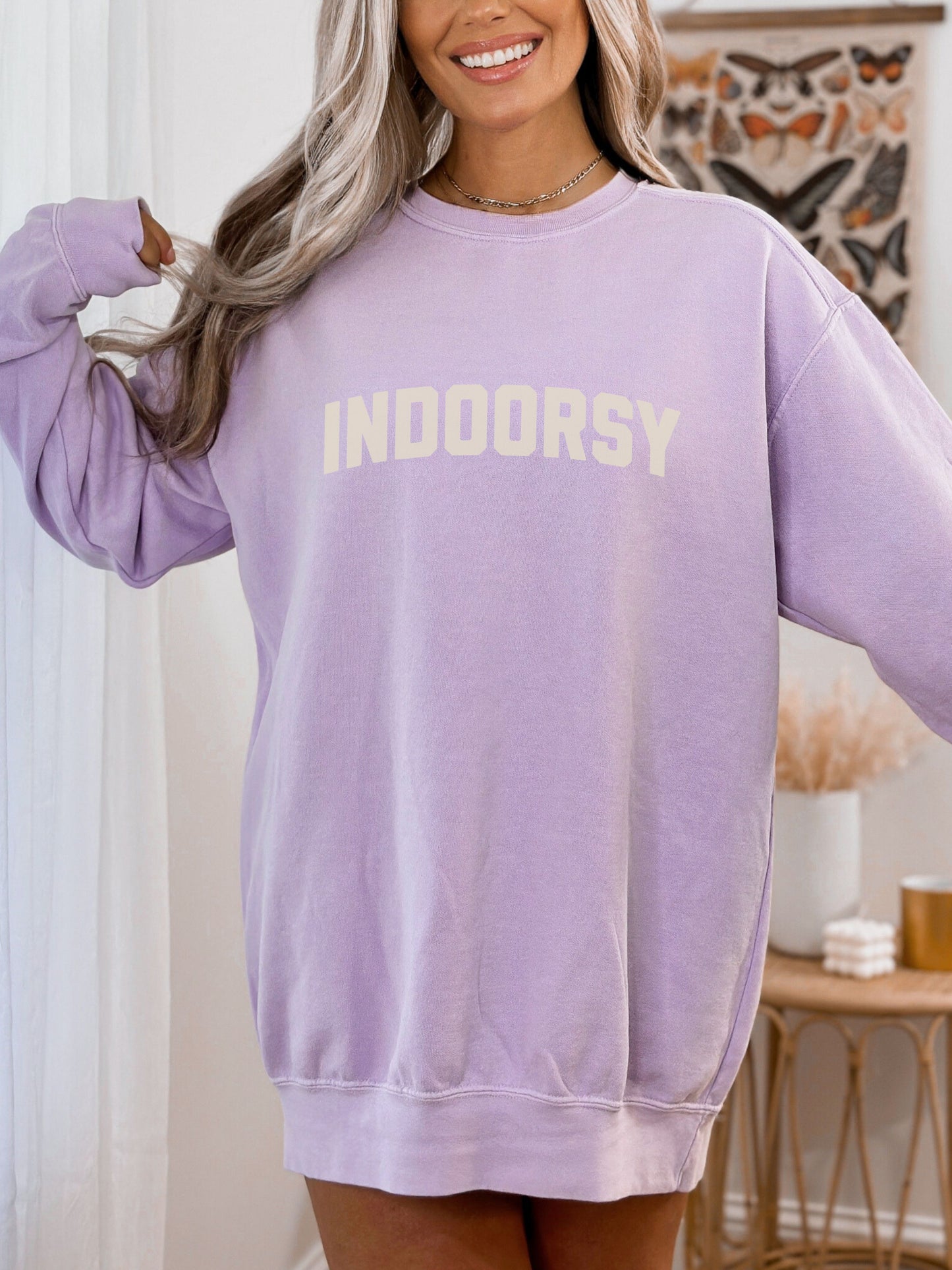 Indoorsy Sweatshirt – Comfort Colors Cozy Sarcastic Crewneck for Introverts and Homebodies
