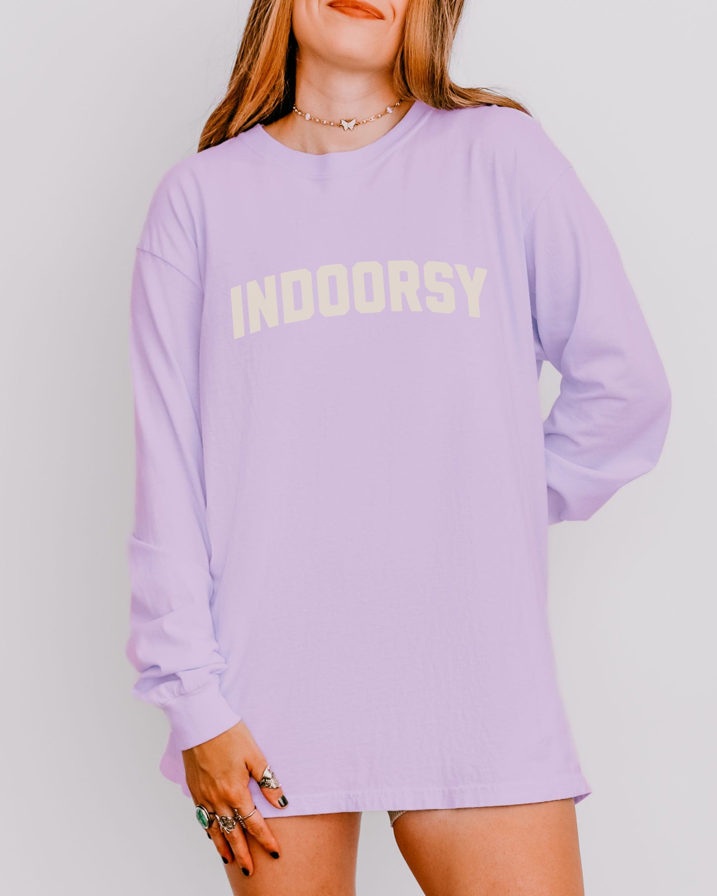 Indoorsy Long Sleeve Shirt – Comfort Colors Cozy Sarcastic Tee for Introverts and Homebodies