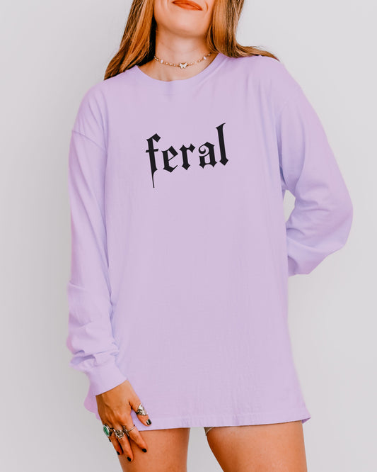 Feral Long Sleeve Shirt – Comfort Colors Gothic Print Tee