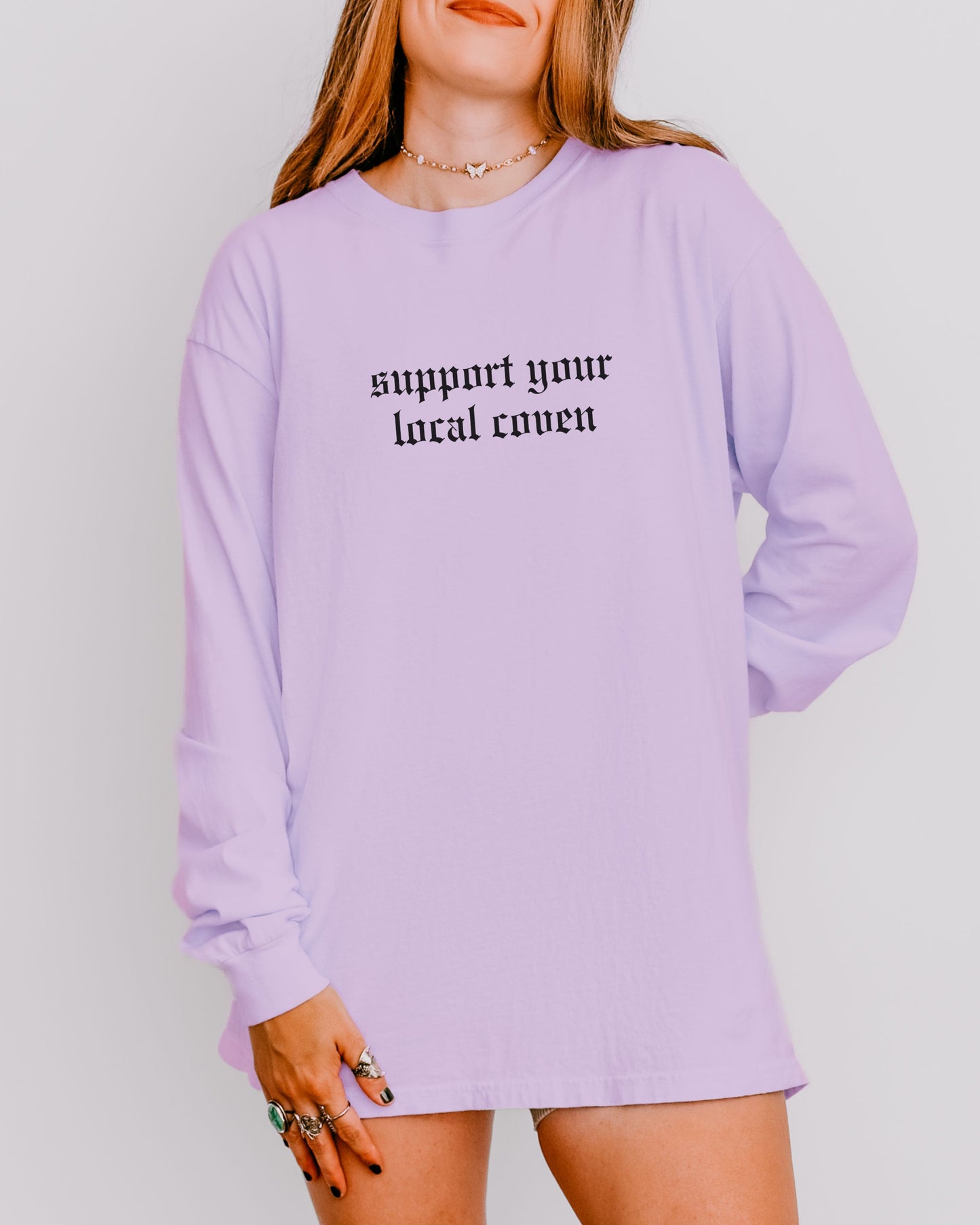 Support Your Local Coven Long Sleeve Shirt – Comfort Colors Gothic Witchy Tee