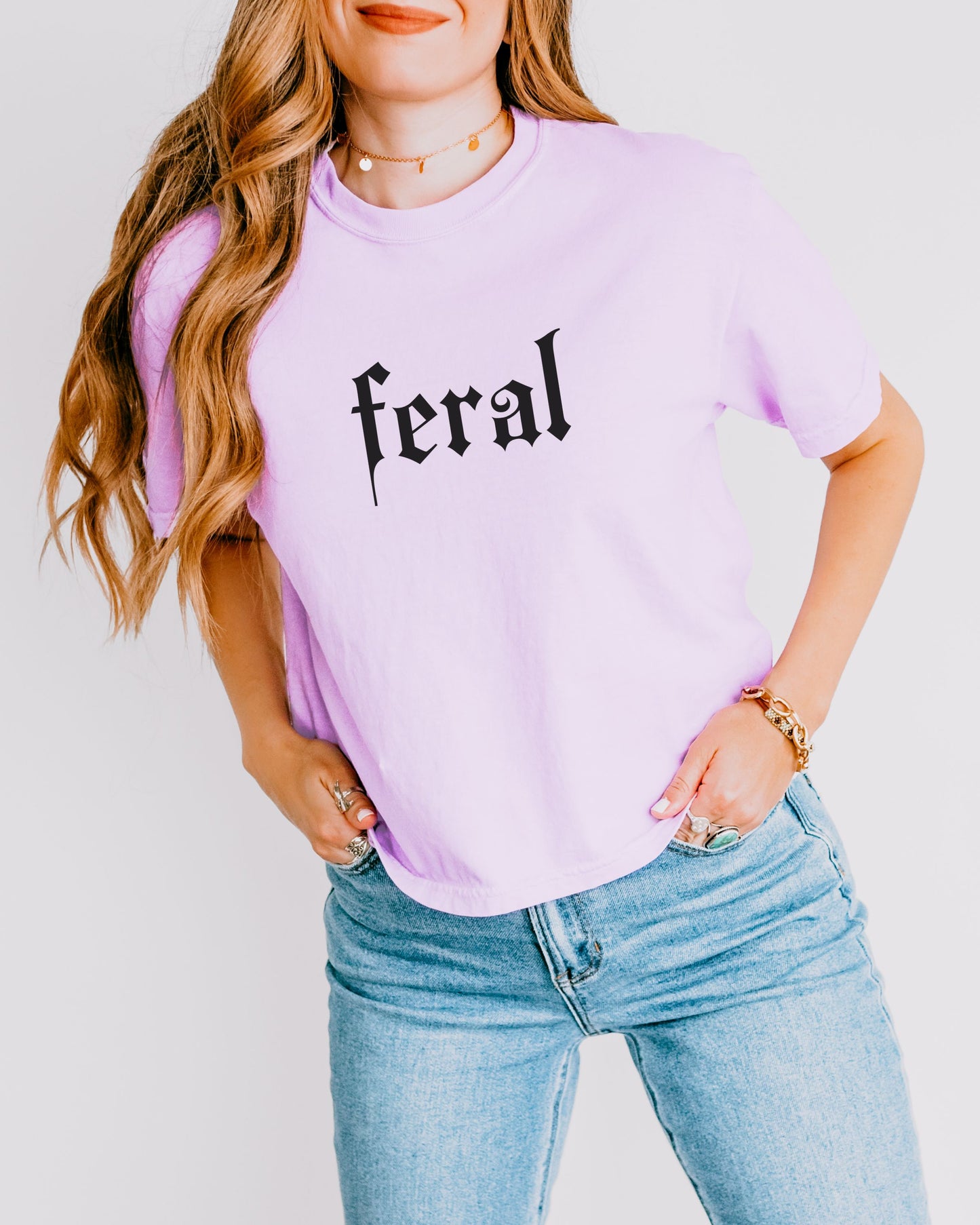 Feral Crop Top – Comfort Colors Gothic Print Cropped Tee