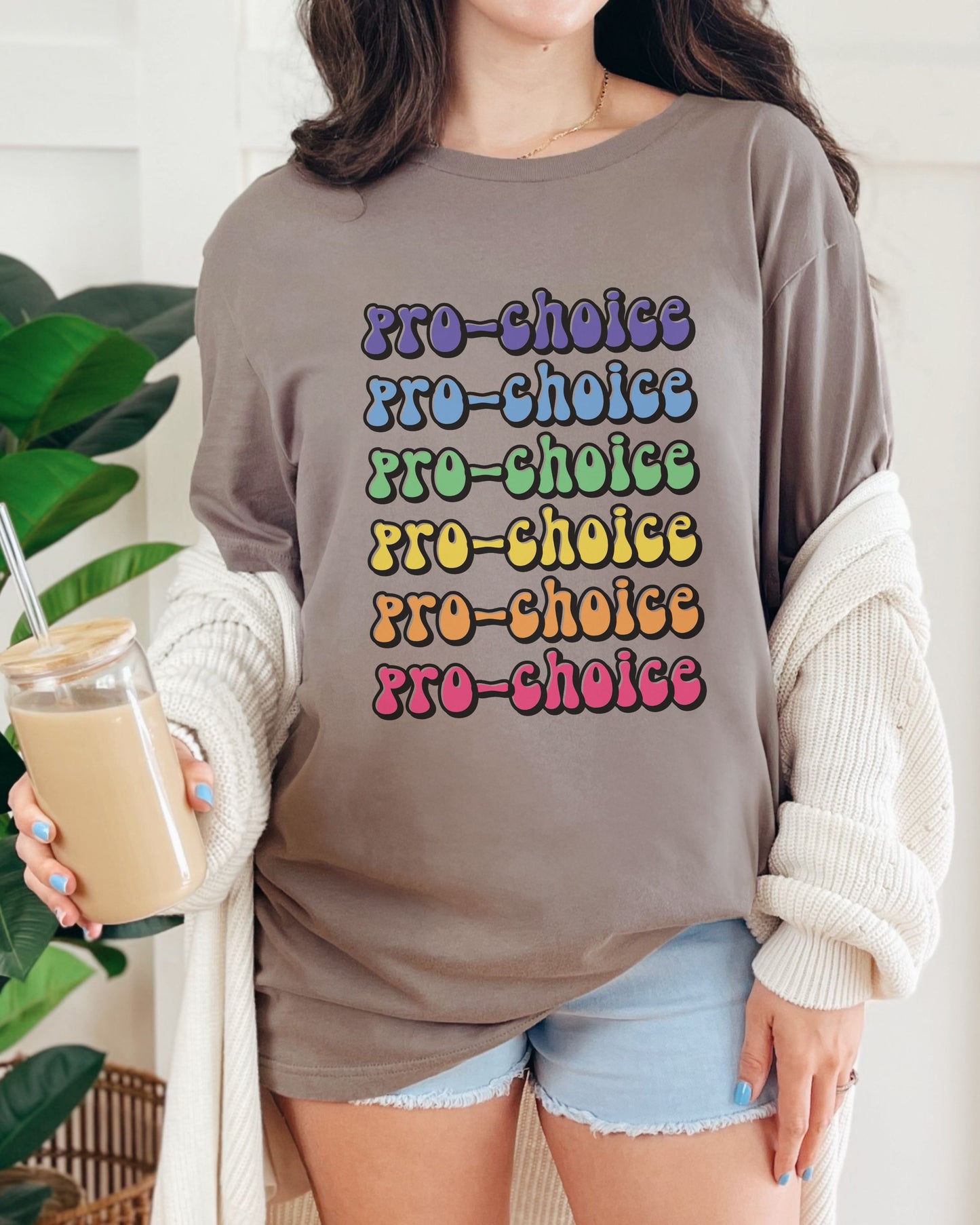 Pro-Choice T-Shirt – Bella + Canvas Retro Rainbow Graphic Tee