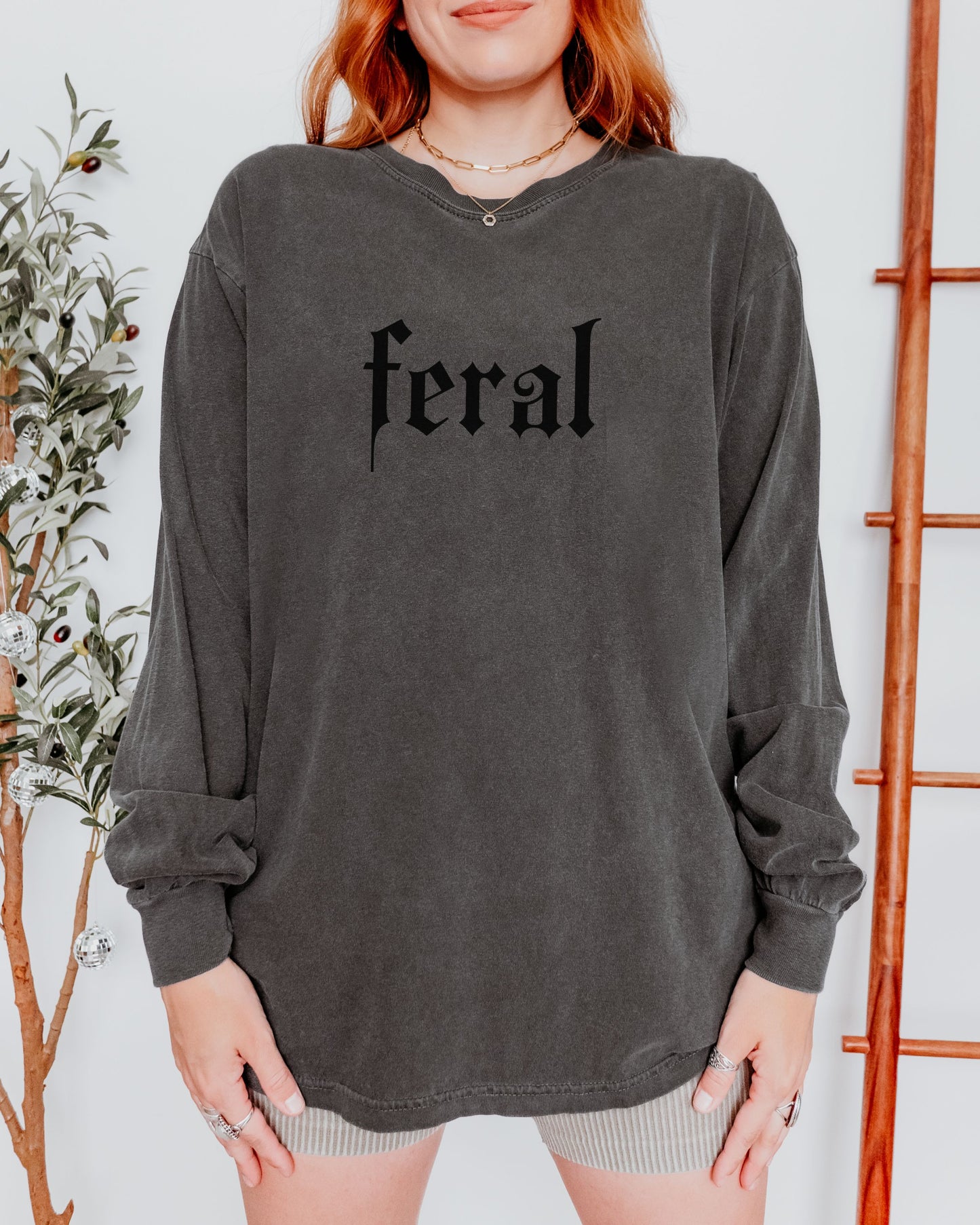 Feral Long Sleeve Shirt – Comfort Colors Gothic Print Tee