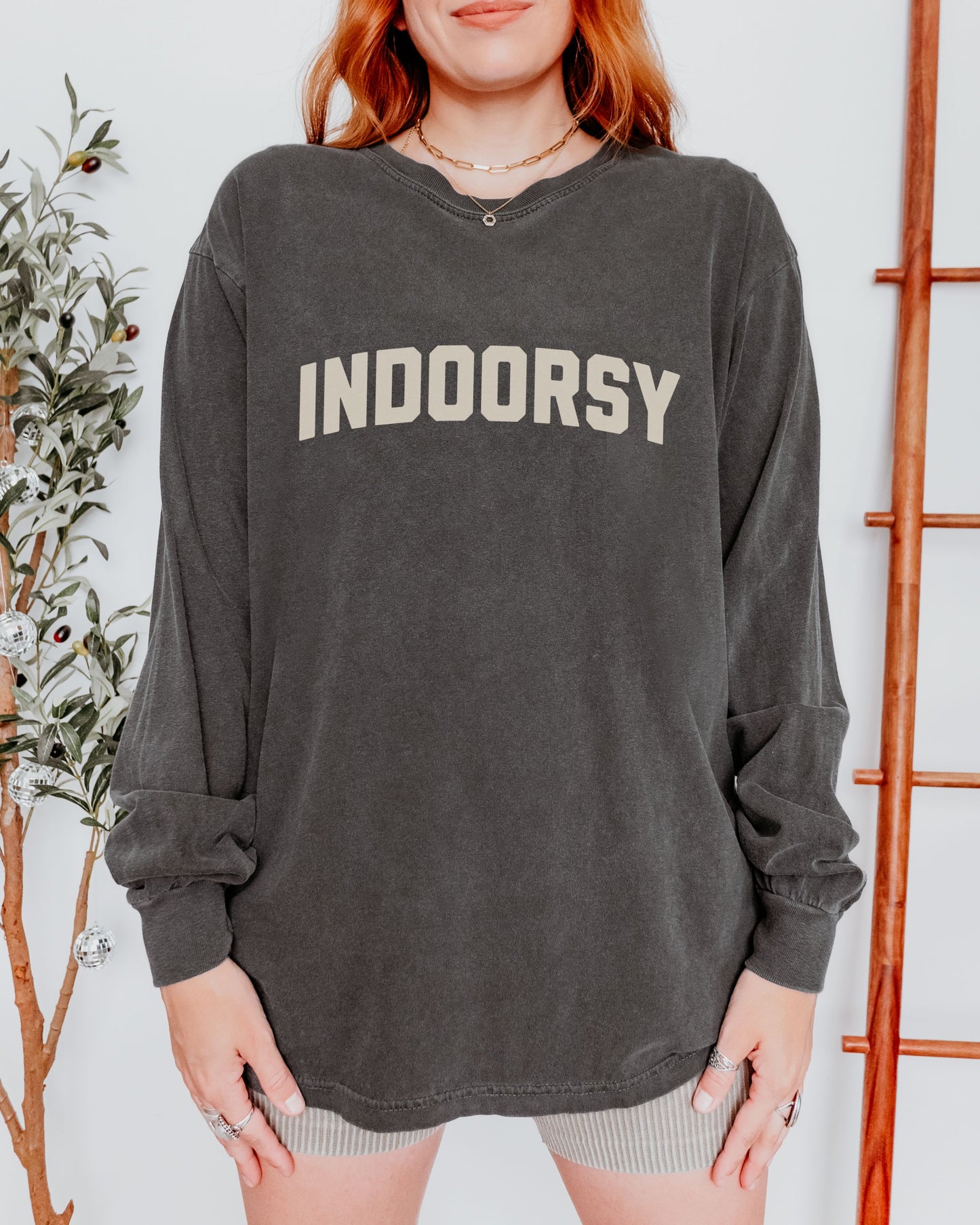 Indoorsy Long Sleeve Shirt – Comfort Colors Cozy Sarcastic Tee for Introverts and Homebodies