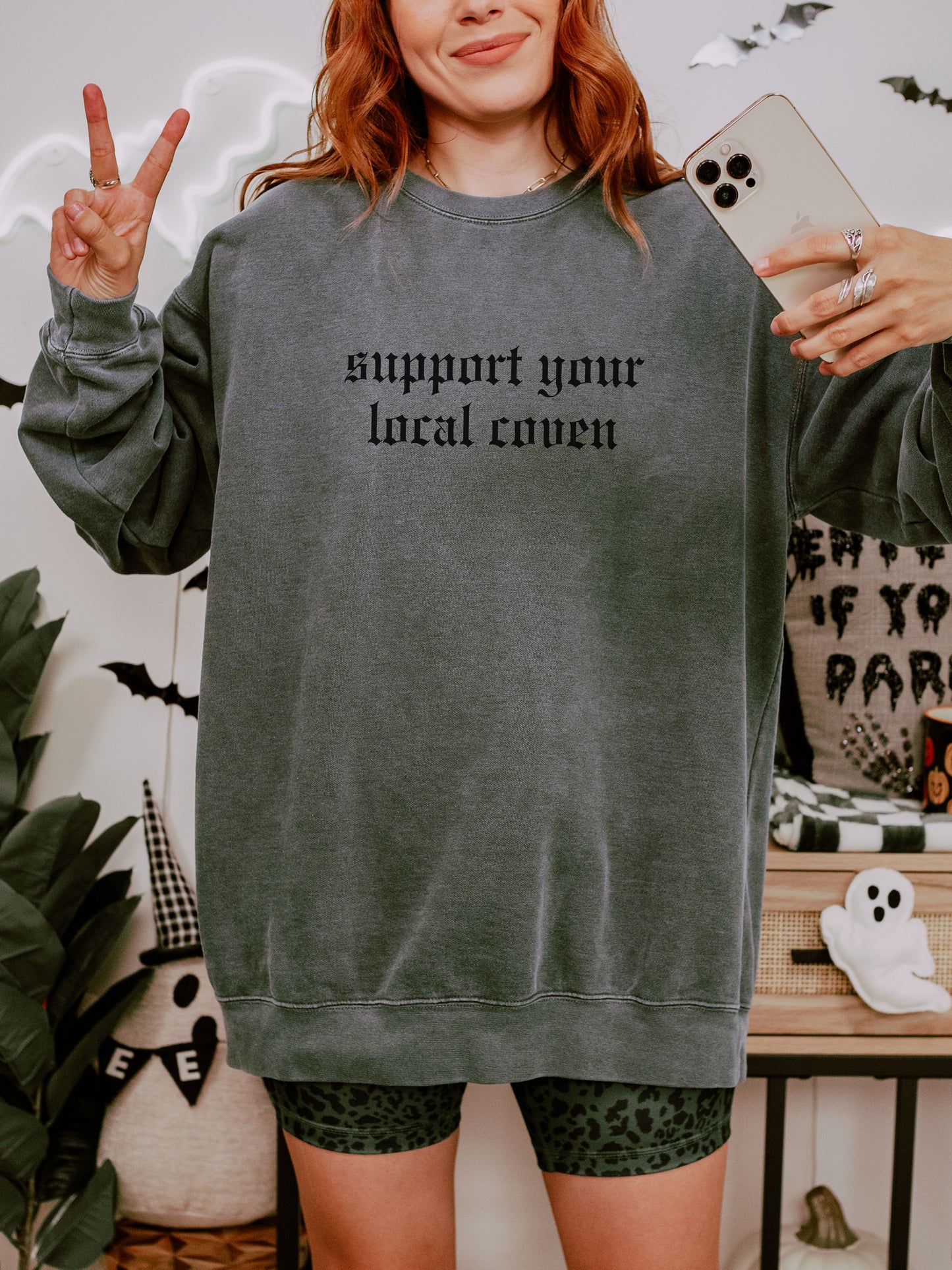 Support Your Local Coven Sweatshirt – Comfort Colors Gothic Witchy Crewneck