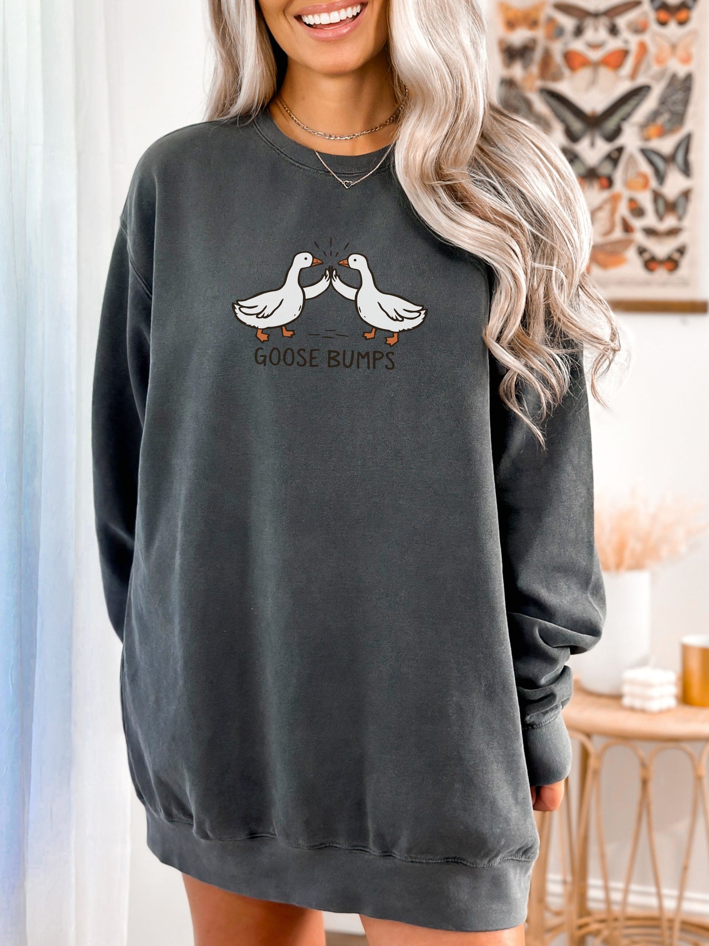 Goosebumps Sweatshirt – Comfort Colors Funny Goose Wing Bump Crewneck