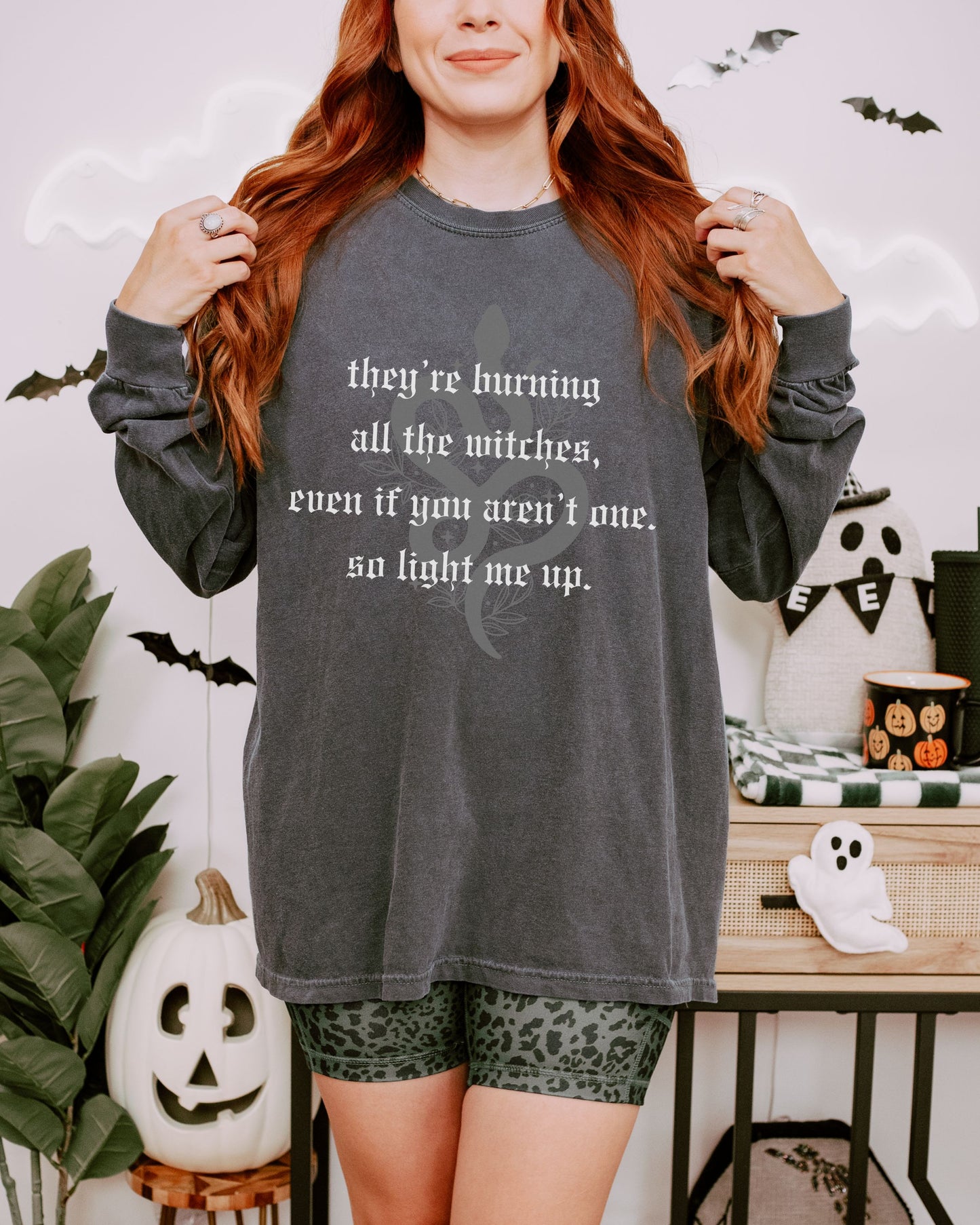 Witchy Vibes Long Sleeve Shirt – Comfort Colors Gothic Celestial Snake Tee