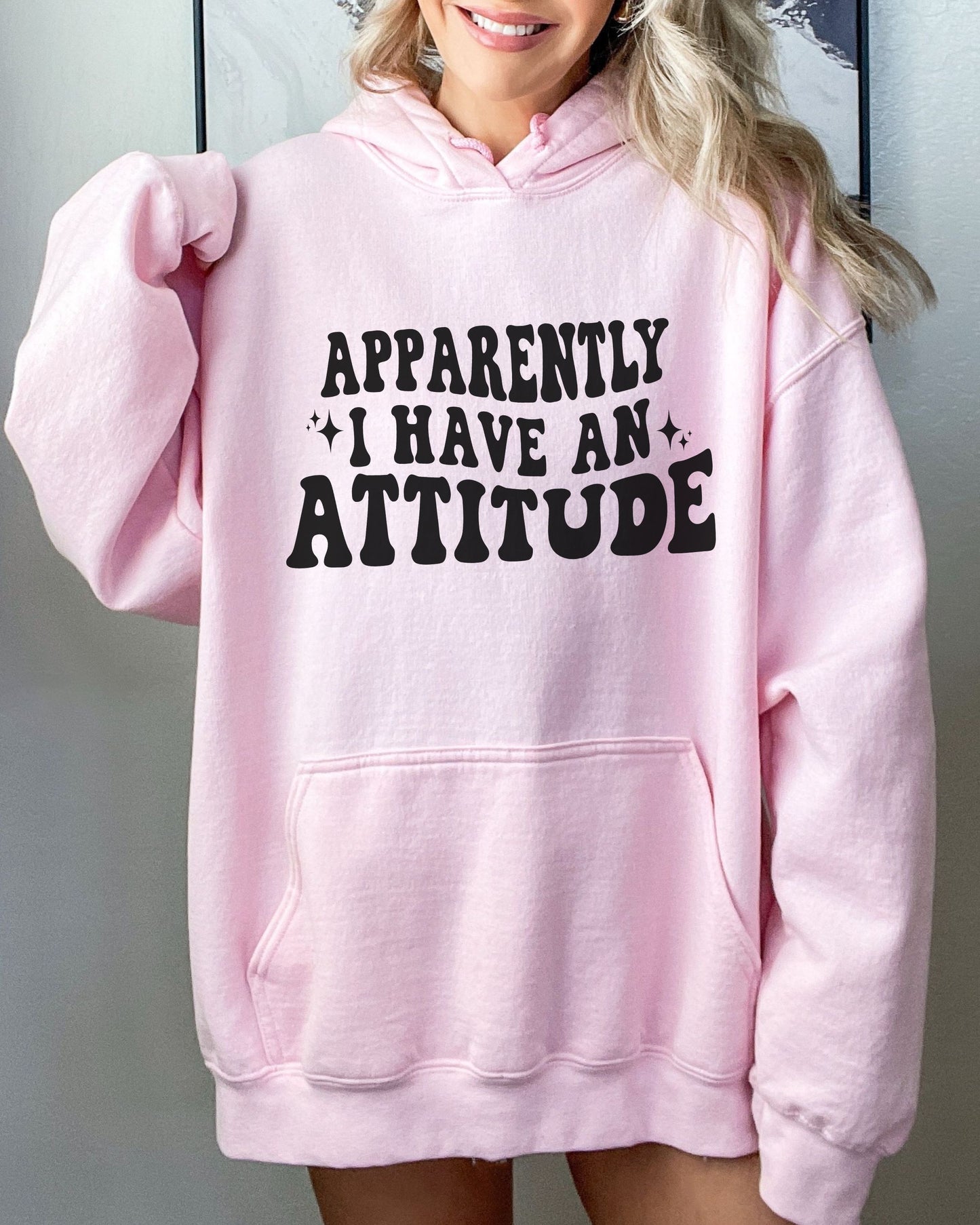 woman wearing sarcastic graphic hoodie with attitude quote