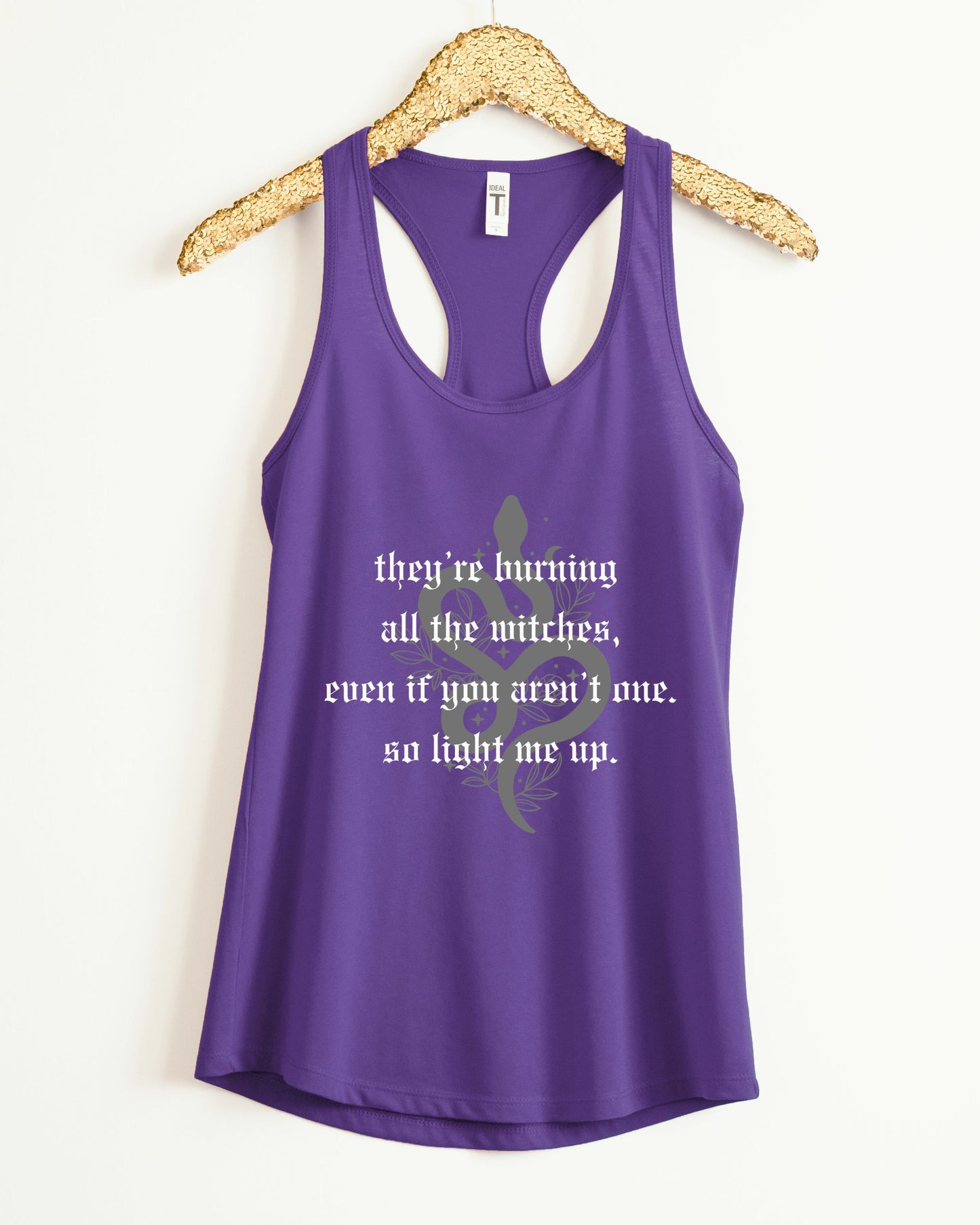 Witchy Vibes Slim Fit Racerback Tank Top – Next Level Gothic Celestial Snake Tank